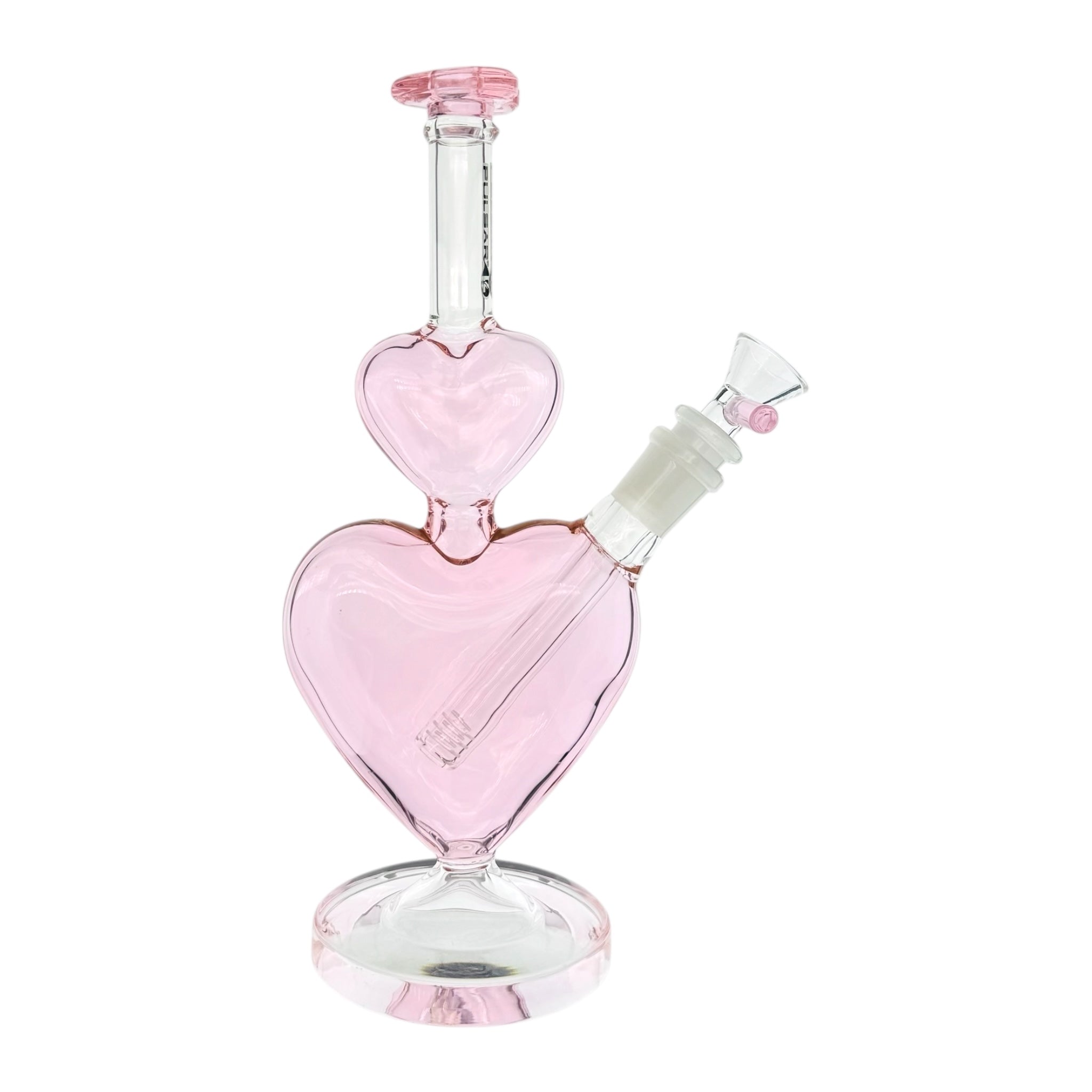 Double Pink Heart Bong made by Pulsar Glass
