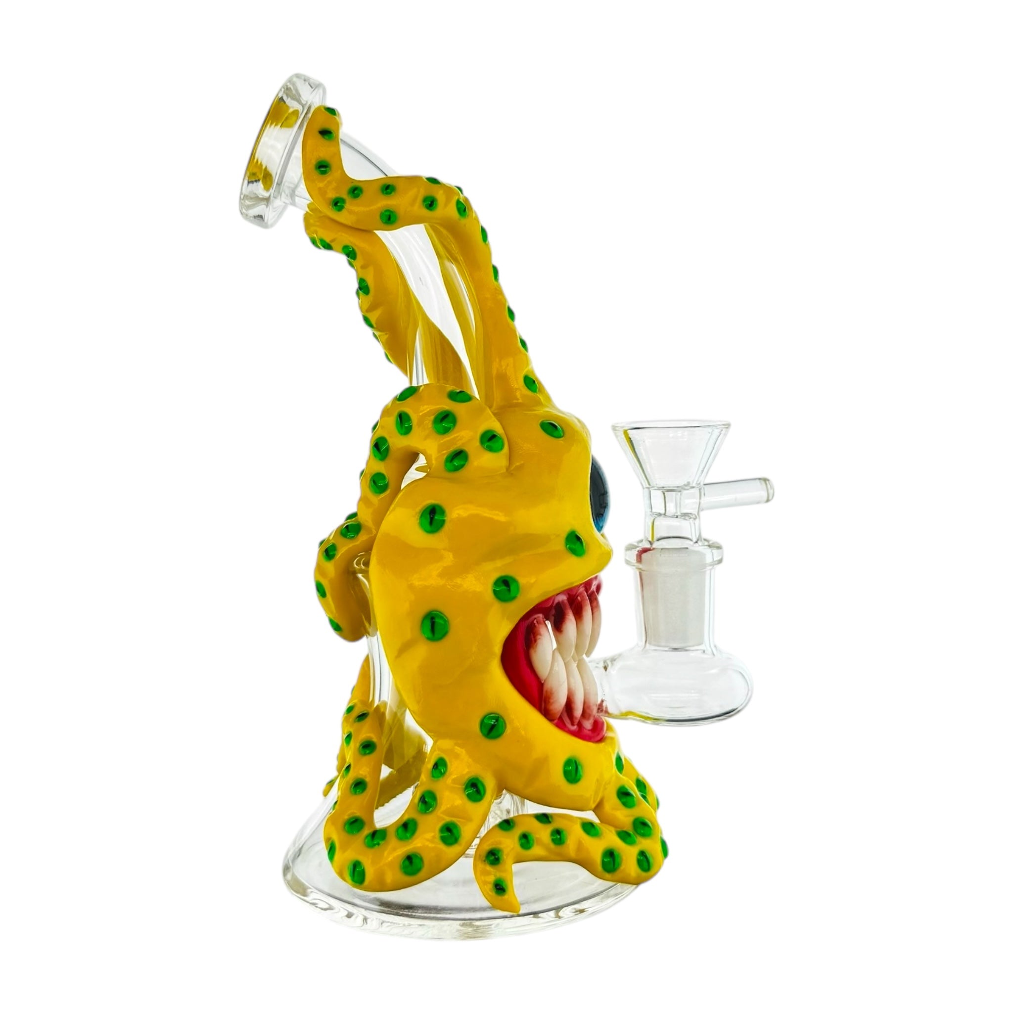 Yellow & Green Cyclops Octopus Monster Bong