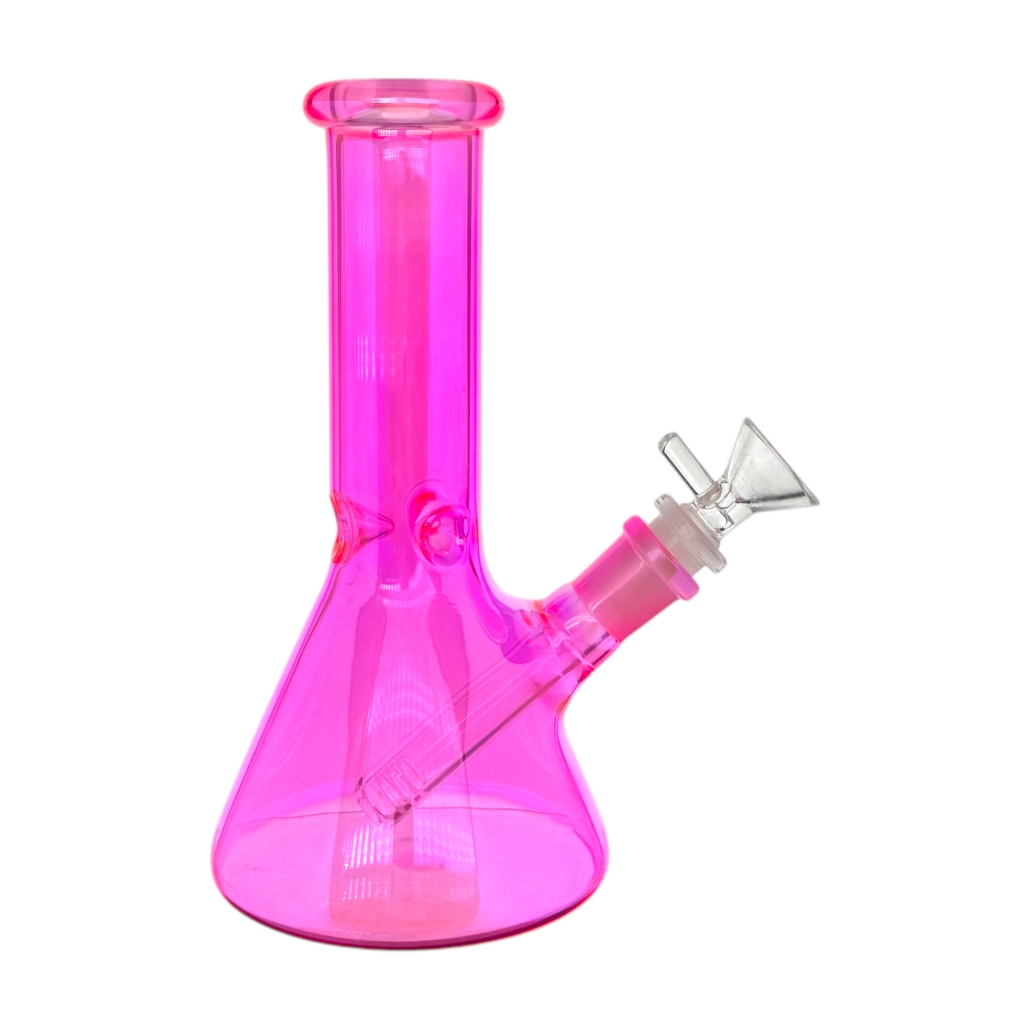 8 Inch Hot Pink Small Beaker Glass Bong