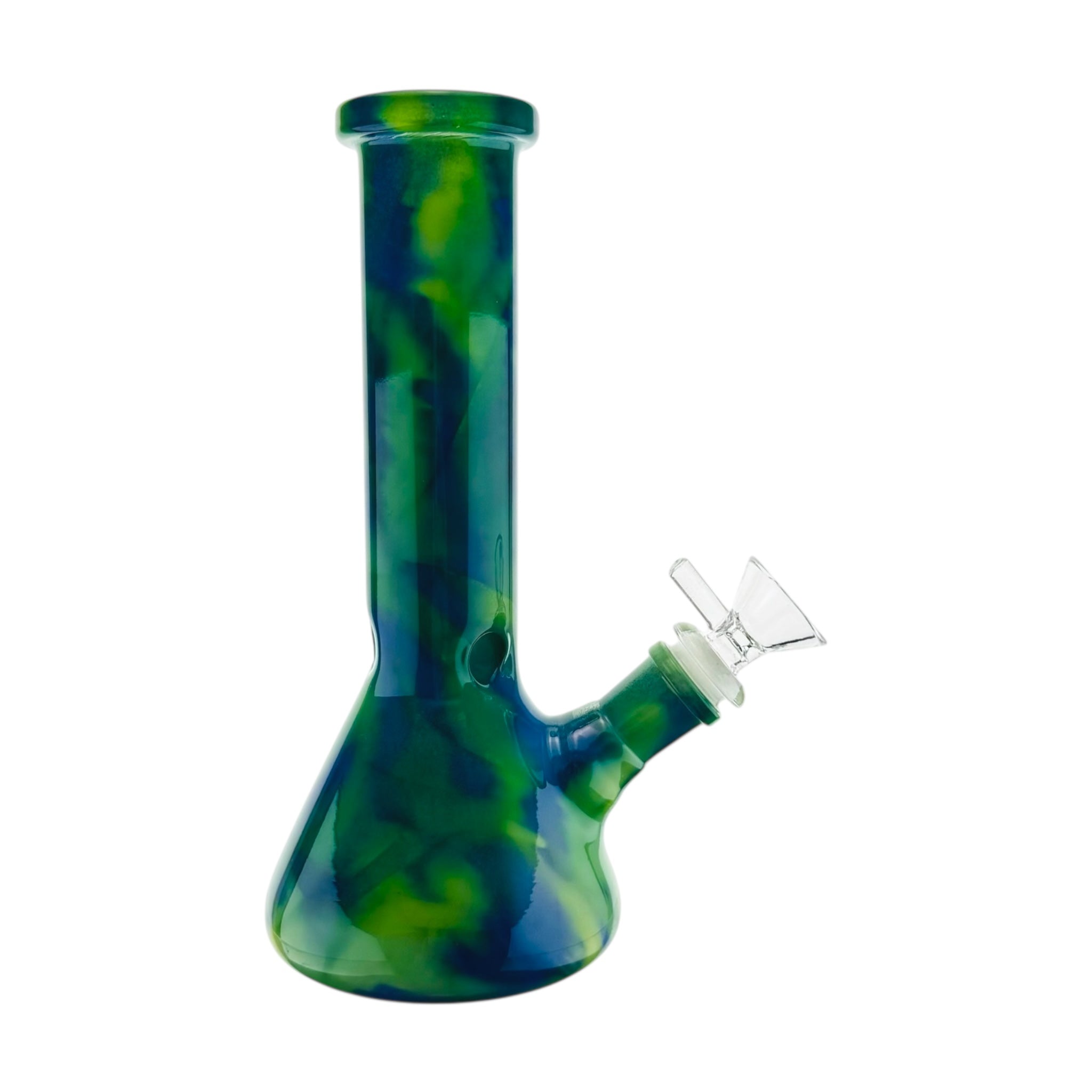 small glass bong mystic marble green 8 inches tall