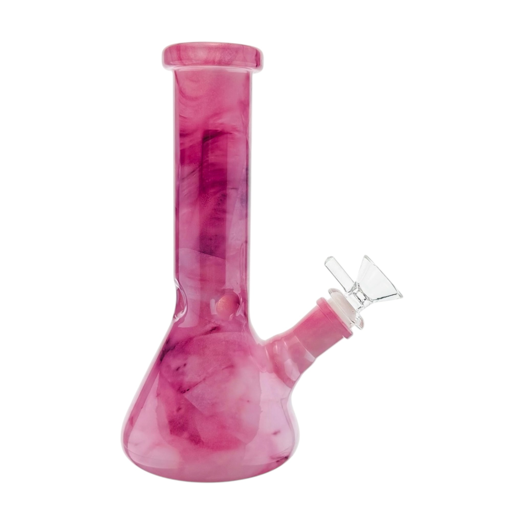 cute pink bong 8 inches tall with marbled design