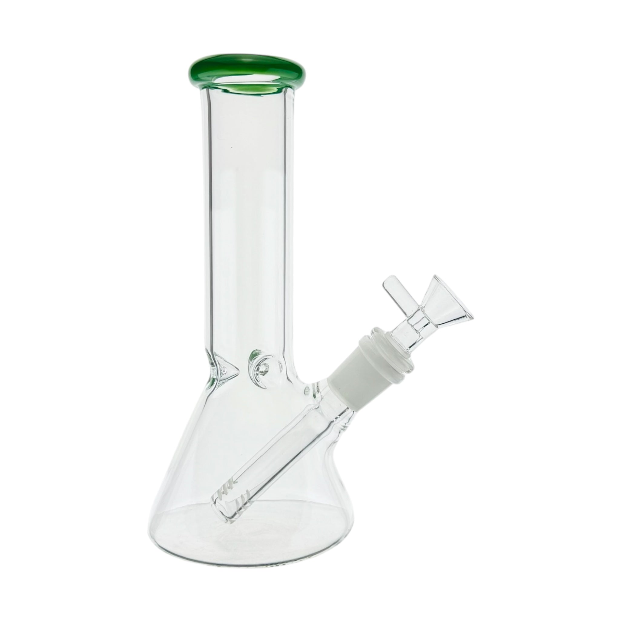 8 Inch Clear Beaker Bong With Jade Green Color Lip