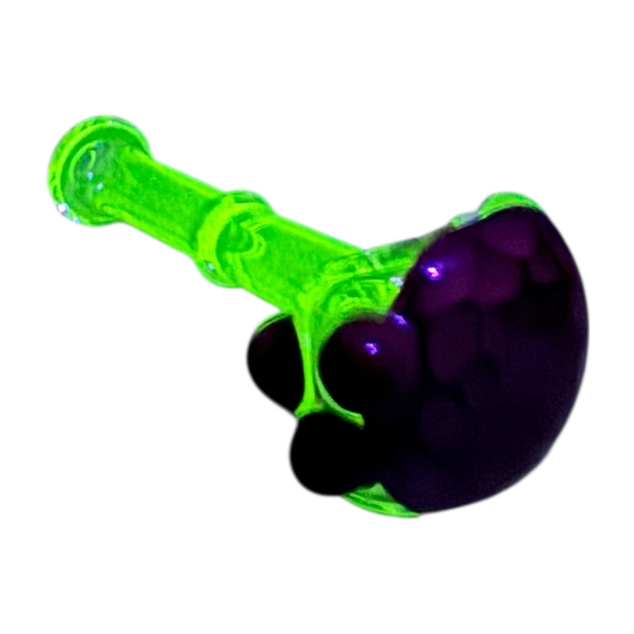 UV Reactive Glass Hand Pipe With Red Dot Stack End