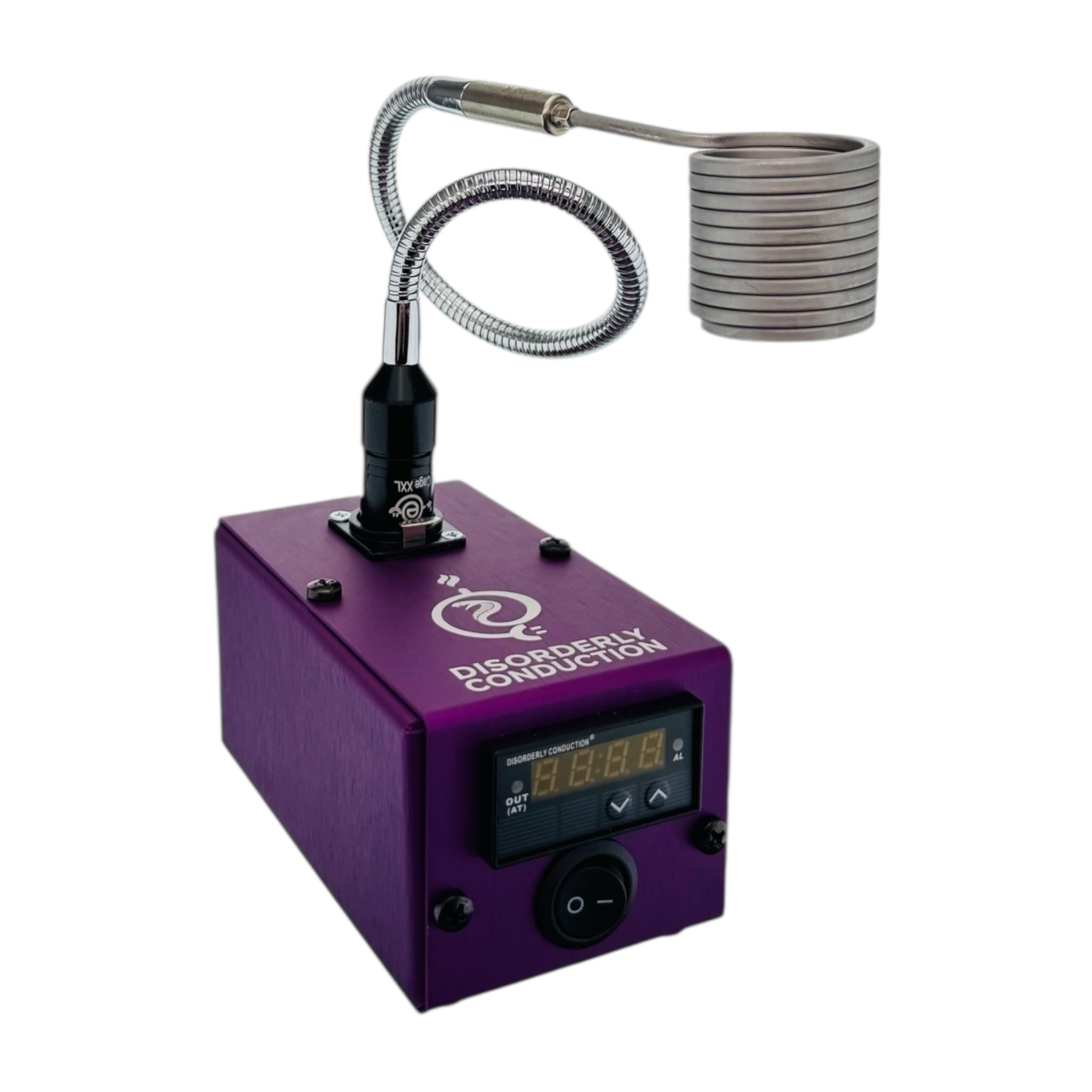 Disorderly Conduction Enail - DC Heat Station E-Nail Aluminum With V2 XXL Slurper Cobra Coil - Purple