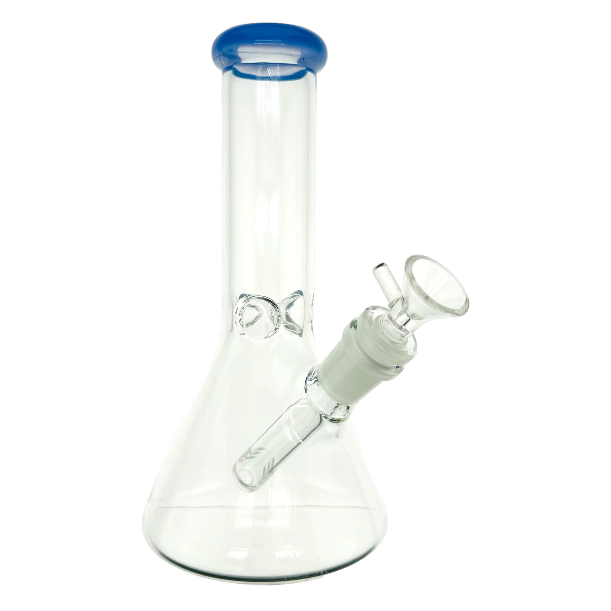 cute and girly small clear bong with periwinkle color top with bowl piece for sale