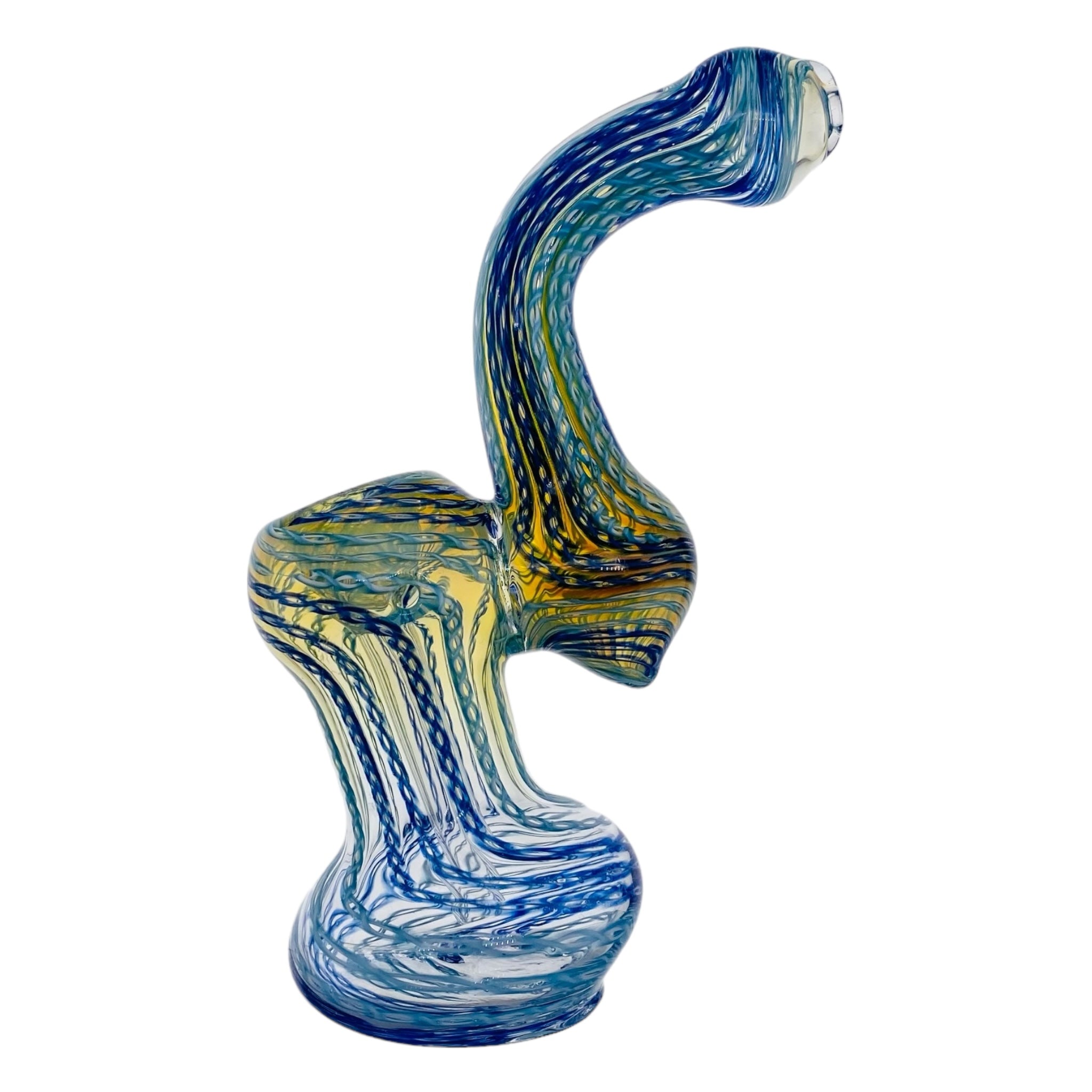 Blue And White Twisted Linework Stand Up Bubbler Water Pipe for weed