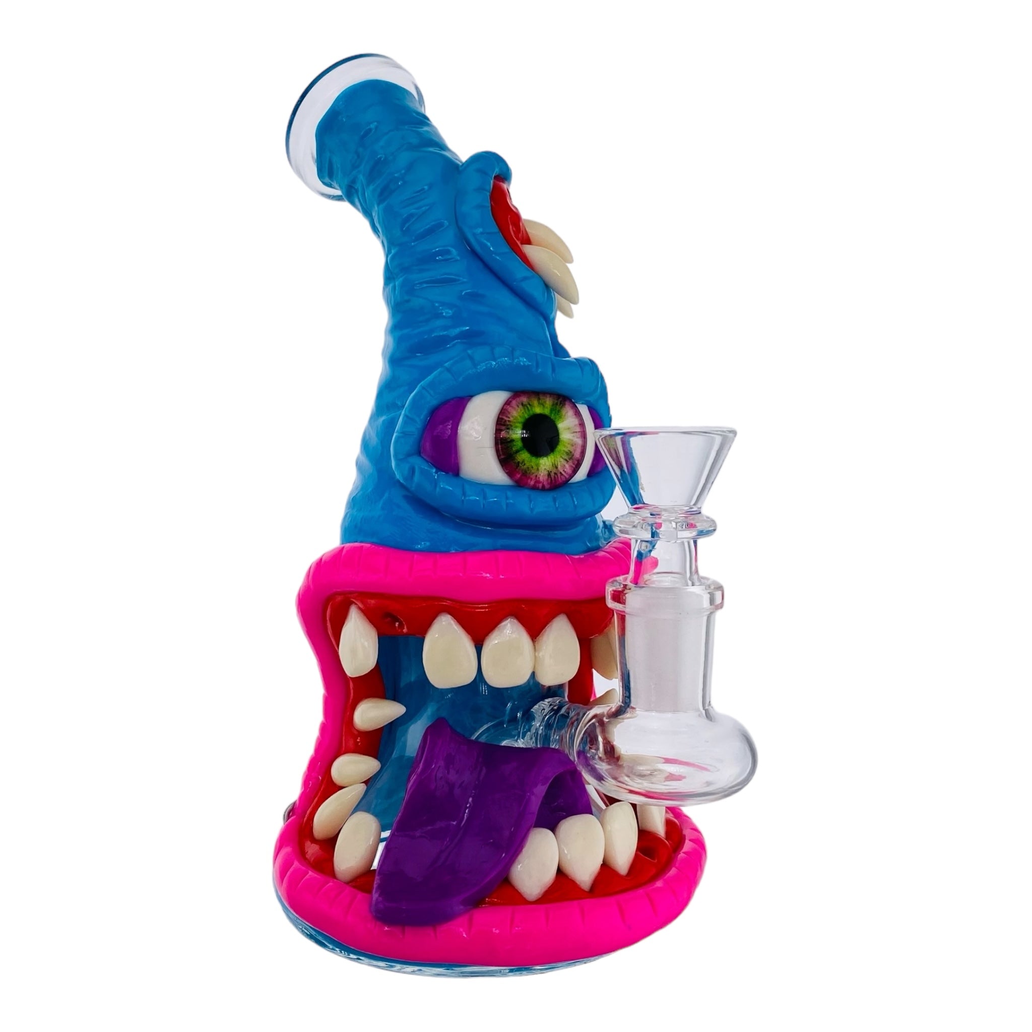 cute mini Blue and Pink Cyclops Monster Bong