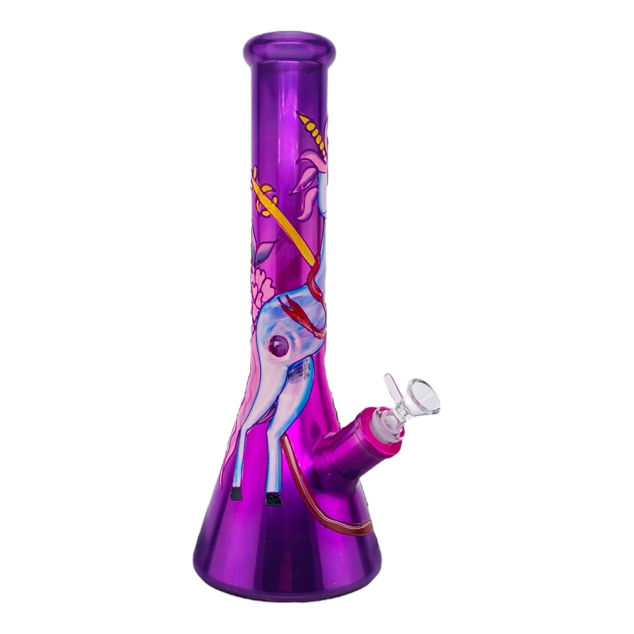 cute Pink And Purple Unicorn Glass Bong 14 Inches for sale free shipping