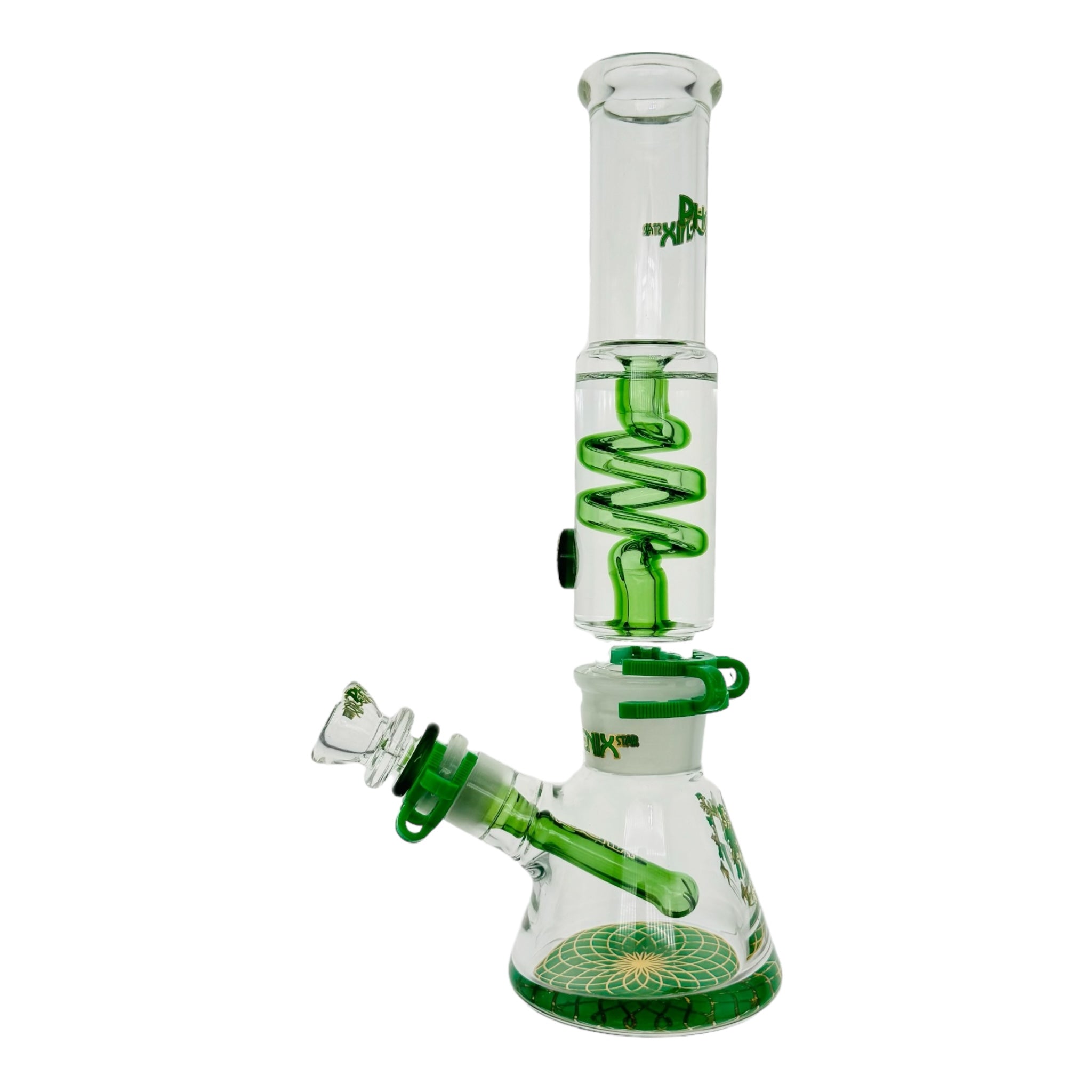 Phoenix Glass Green Bong With Glycerin Coil
