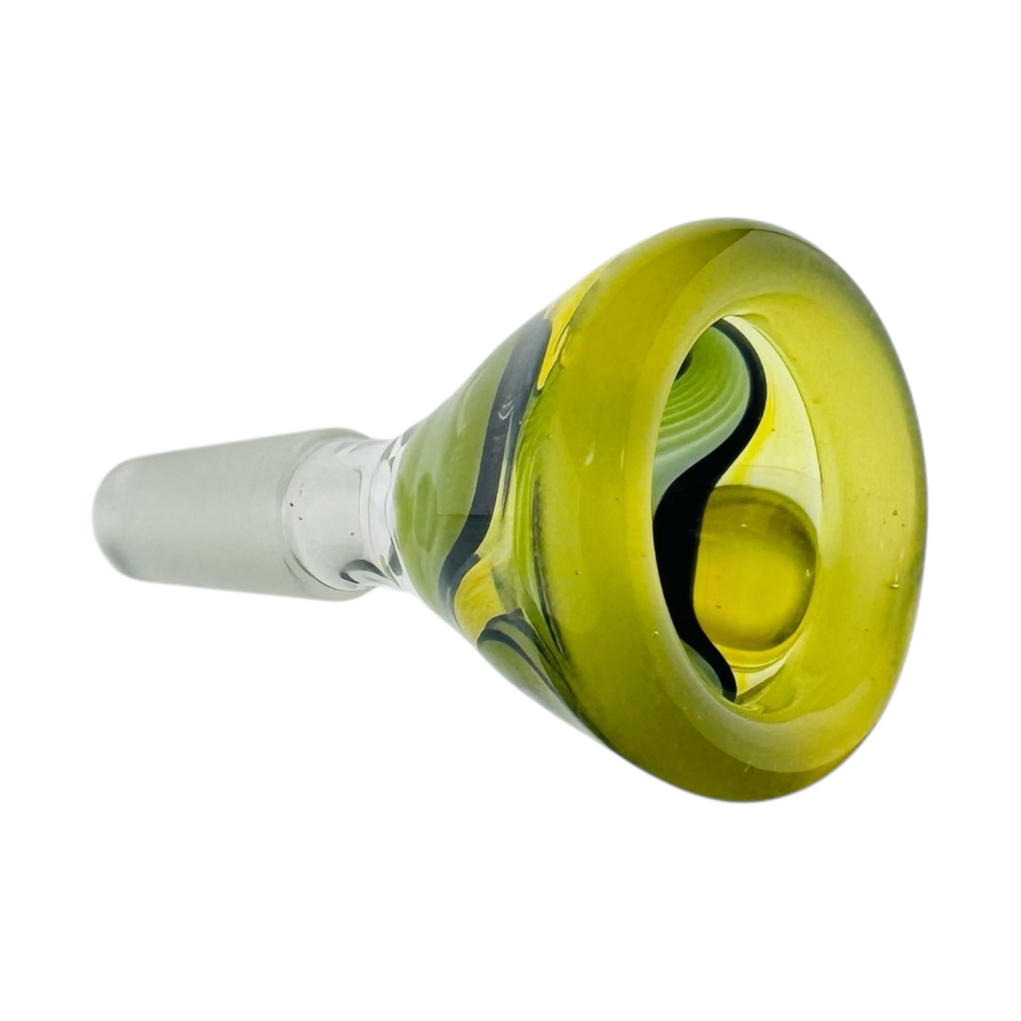 N3RD Glass 10mm Flower Large Bowl Green Twirl