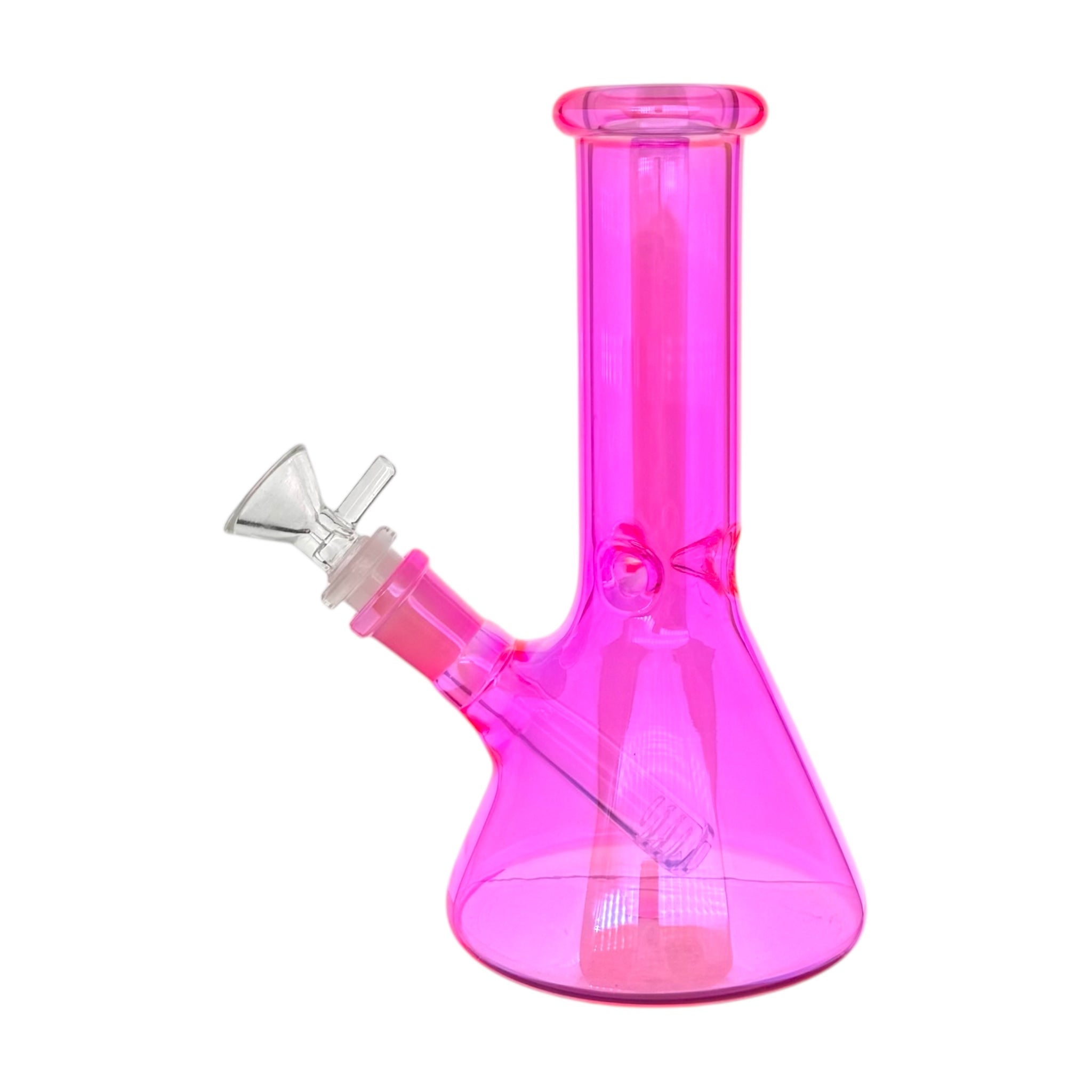8 Inch Hot Pink Small Beaker Glass Bong
