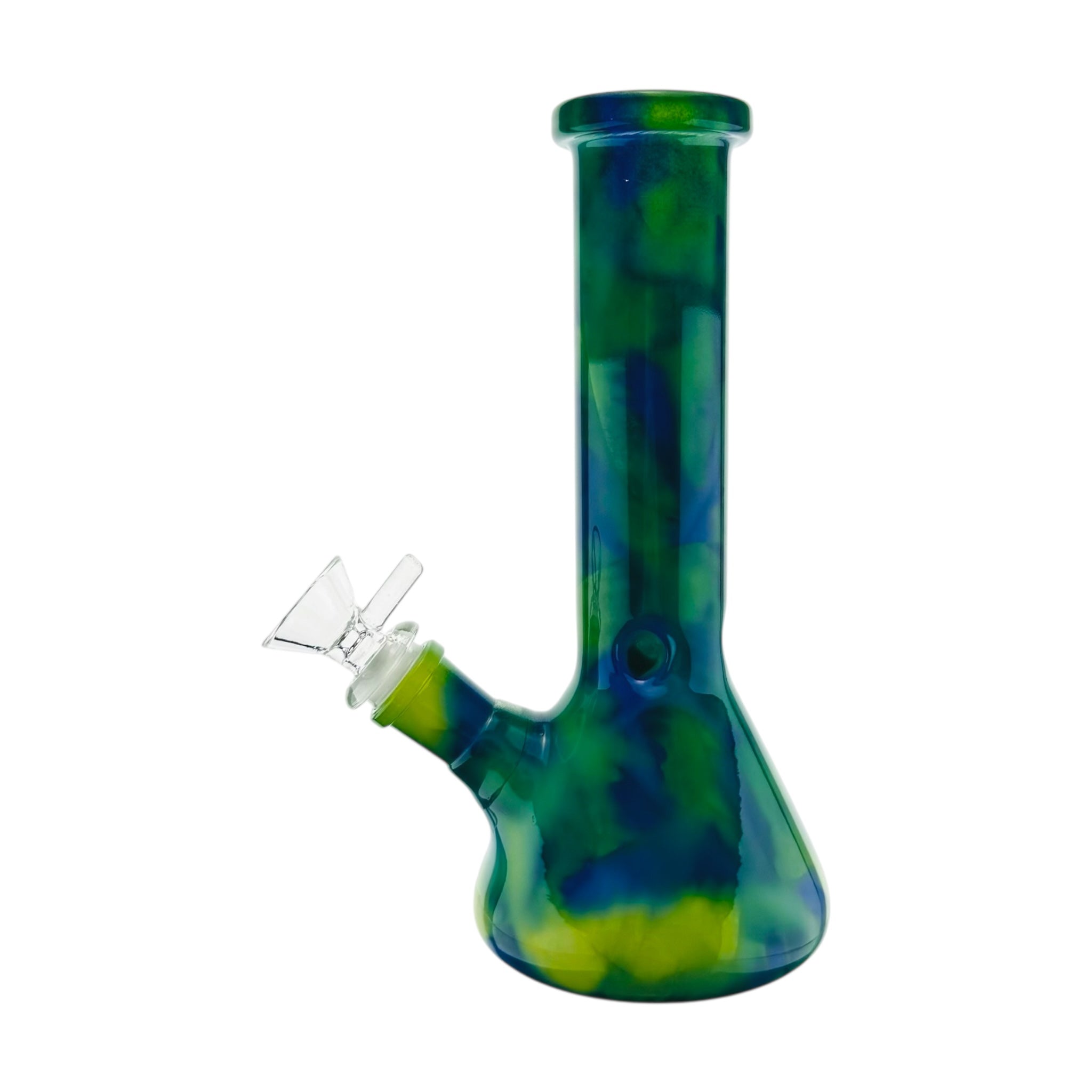 small glass bong mystic marble green 8 inches tall