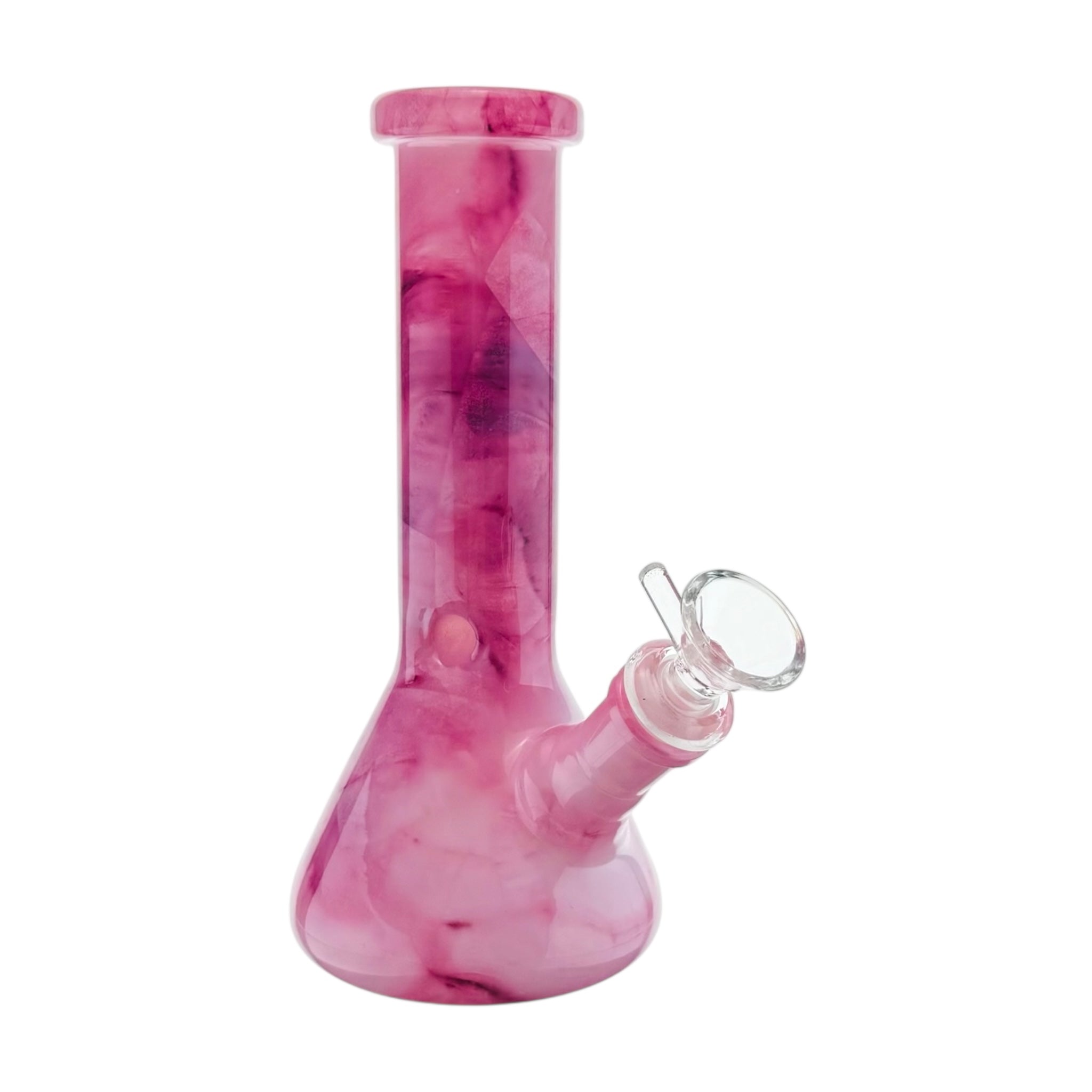 cute pink bong 8 inches tall with marbled design