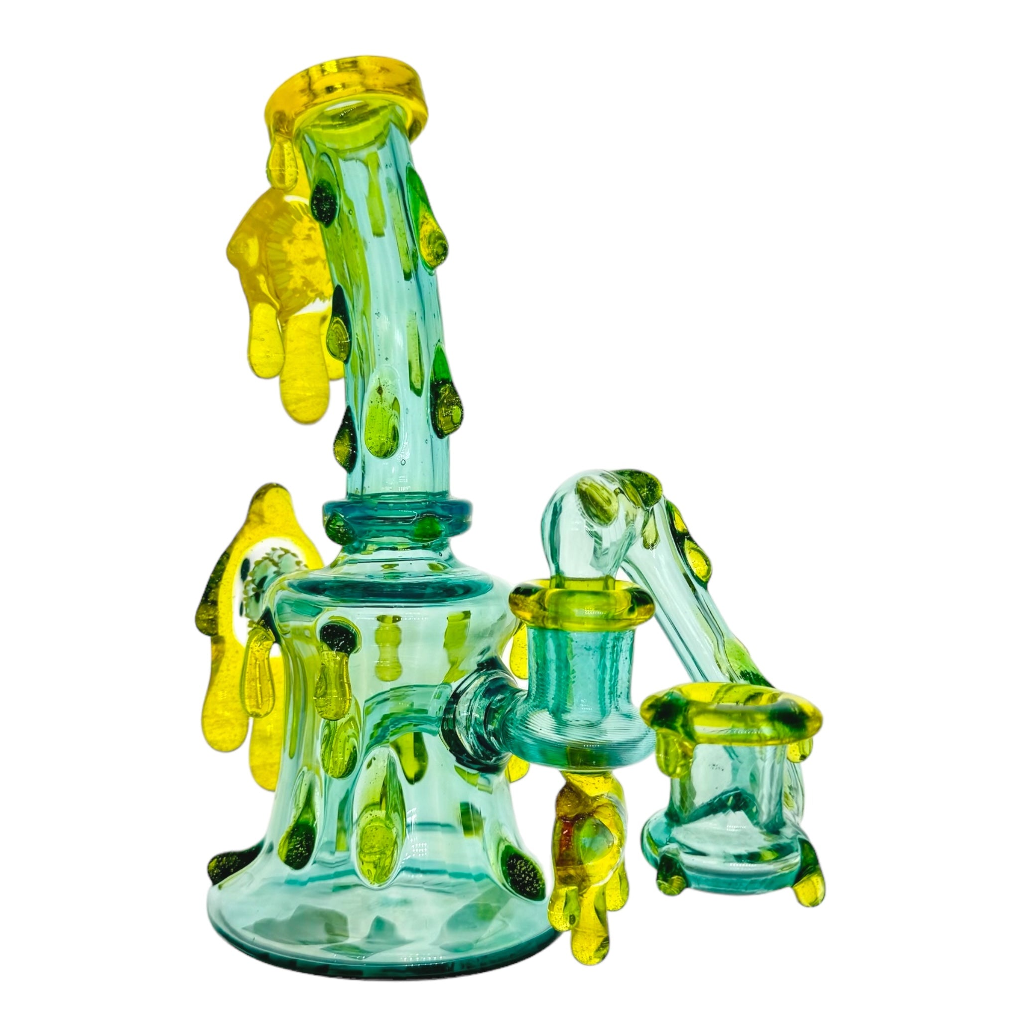 EBOX Glass Art - Heady glass Custom Dab Rig Honey Oil Drip & Matching Drop Down