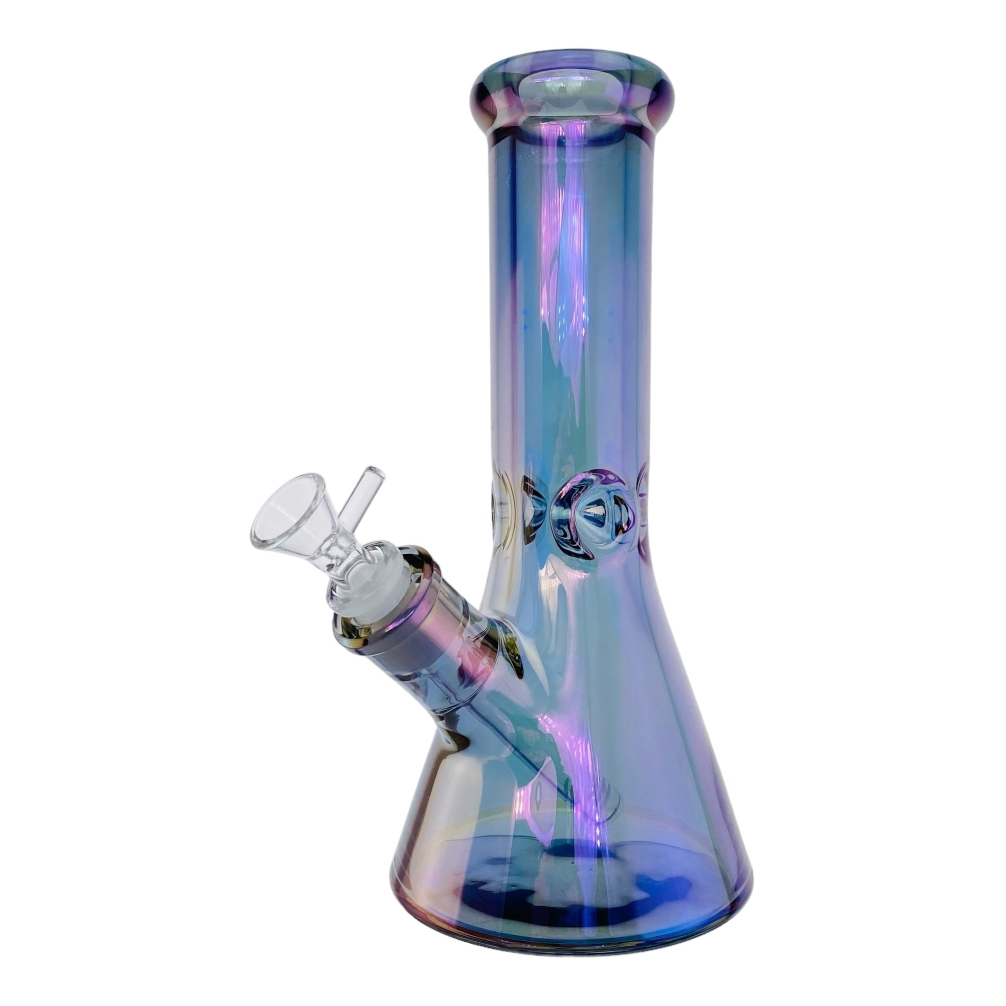 cute and girly purple glass bong with metallic rainbow finish 10 inches tall for sale free shipping