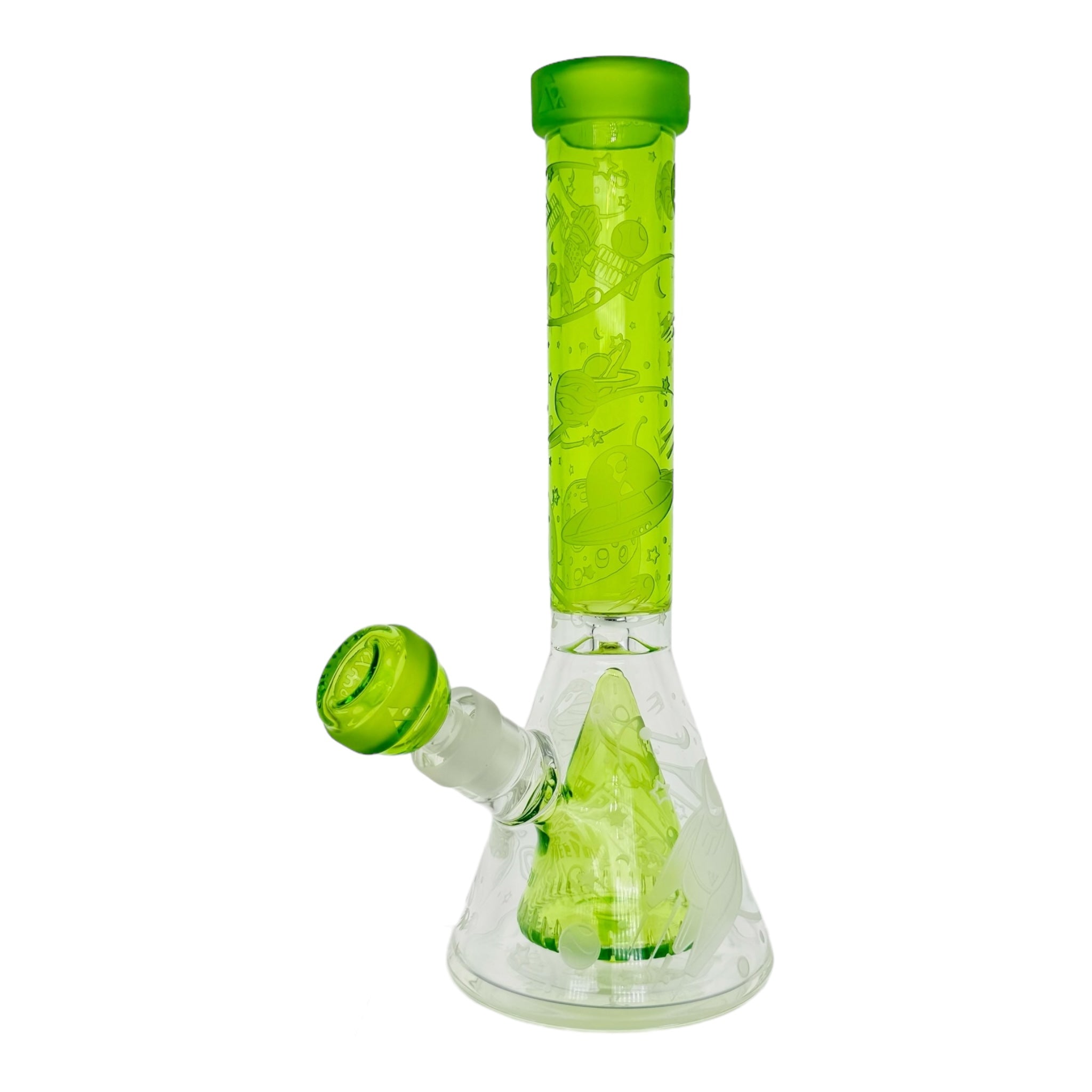 Milkyway Glass - Space Odyssey In 3D 11″ Beaker Bong With Collins Perc Green