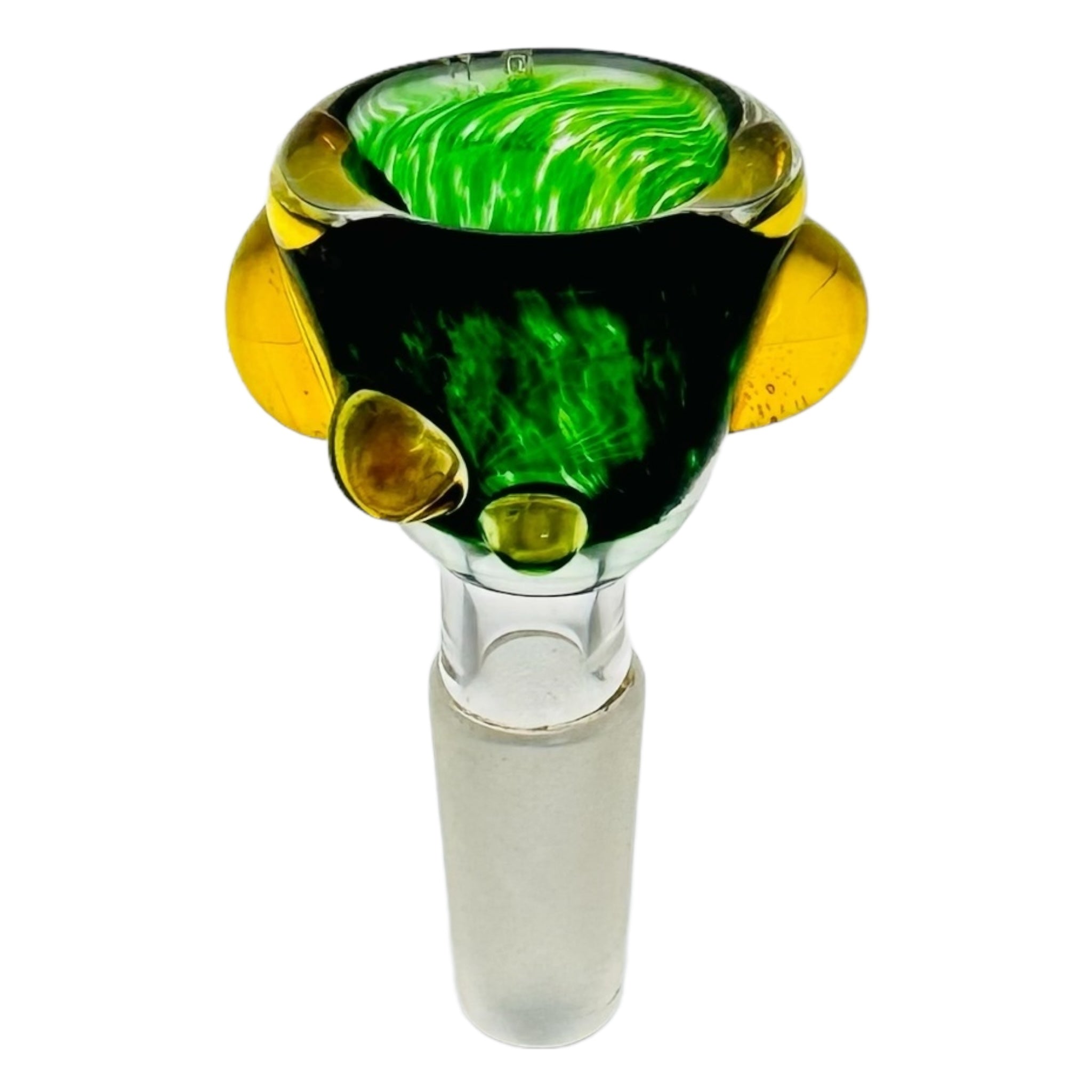 Arko Glass 10mm Flower Bowl Emerald Green Bowl With Yellow Dots