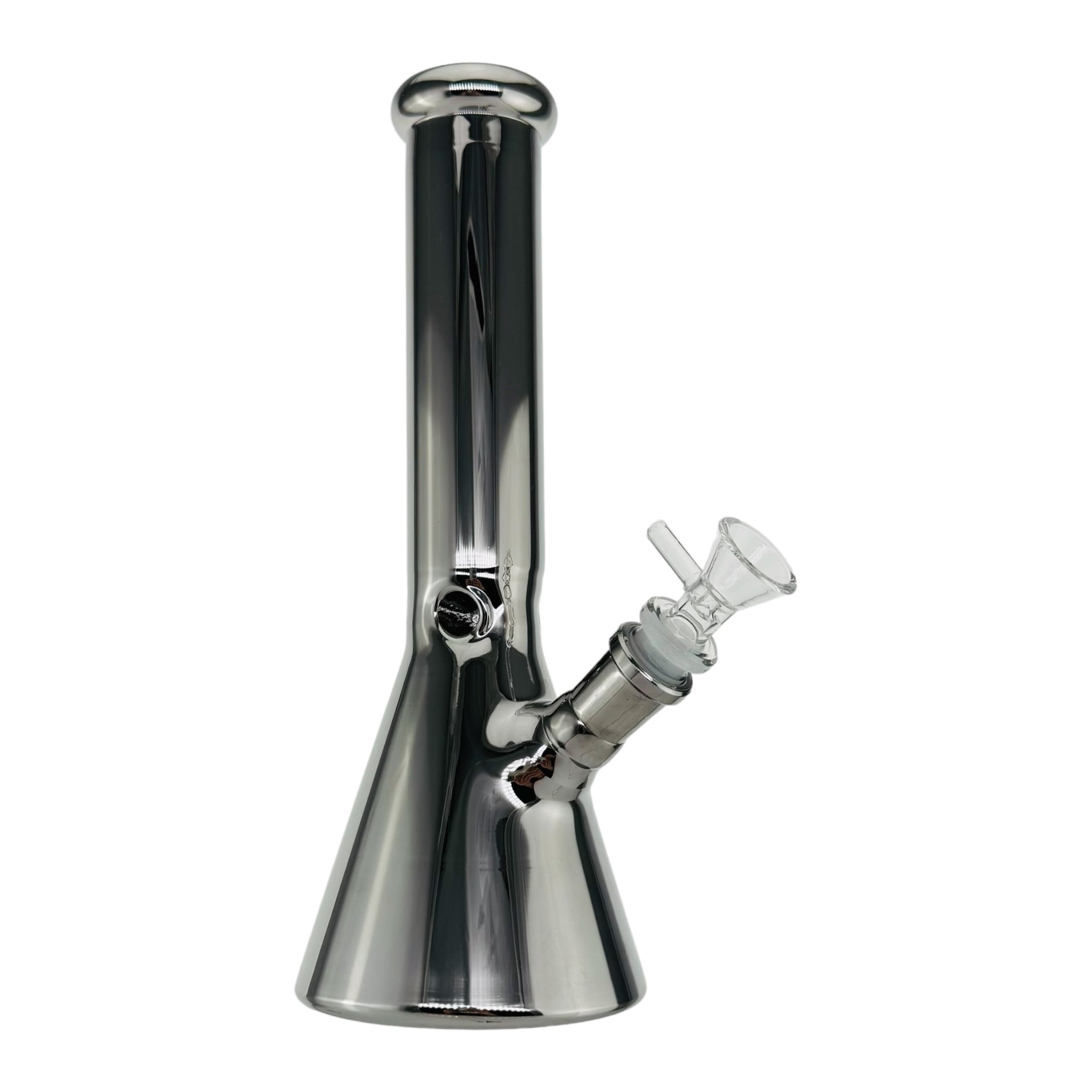 cute glass bong with silver chrome reflective coating beaker base 14mm for sale