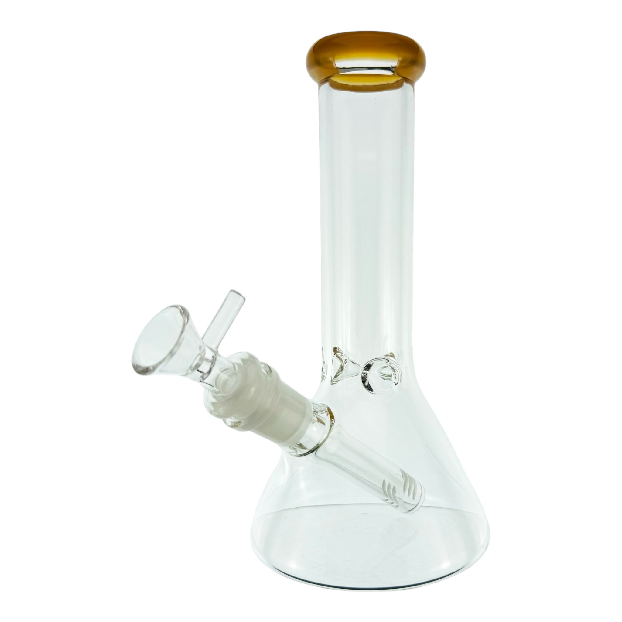 8 Inch Clear Beaker Bong With Sunburst Orange Color Lip