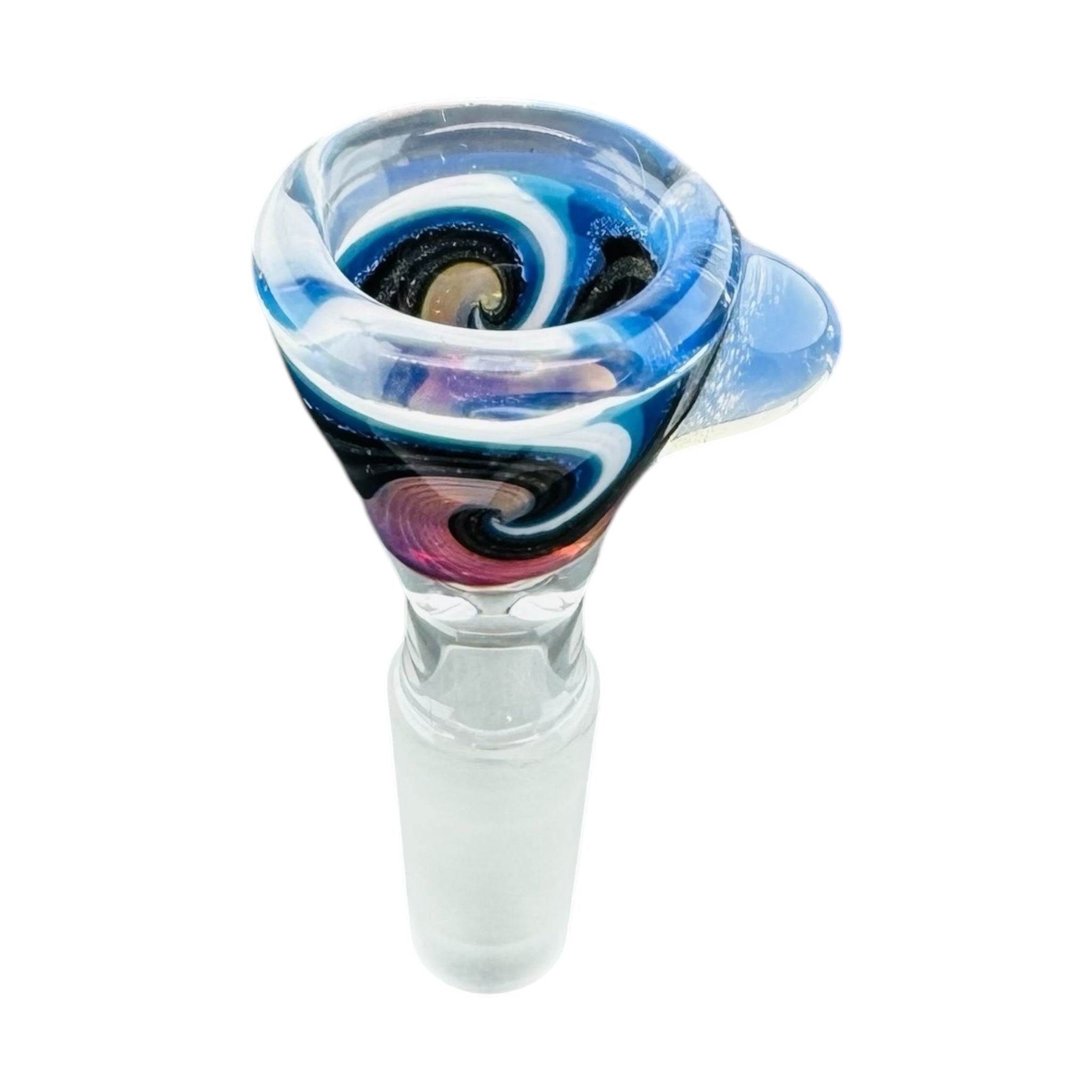 N3RD Glass 10mm Flower Bowl Black And Blue Ice With Mystic Sunset