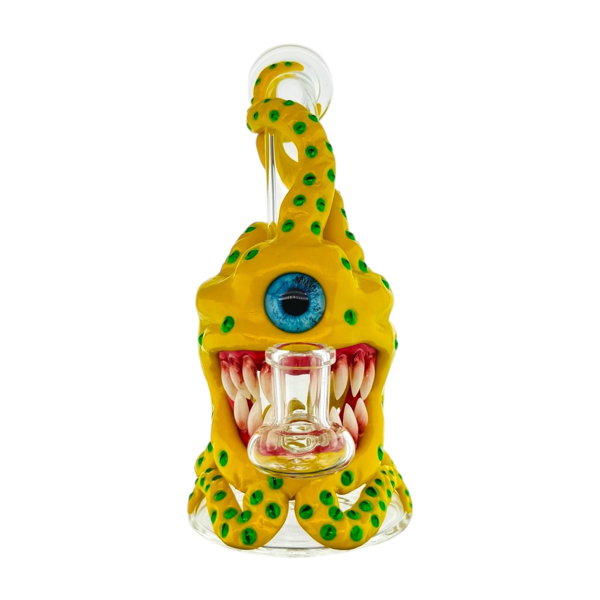 Yellow & Green Cyclops Octopus Monster Bong