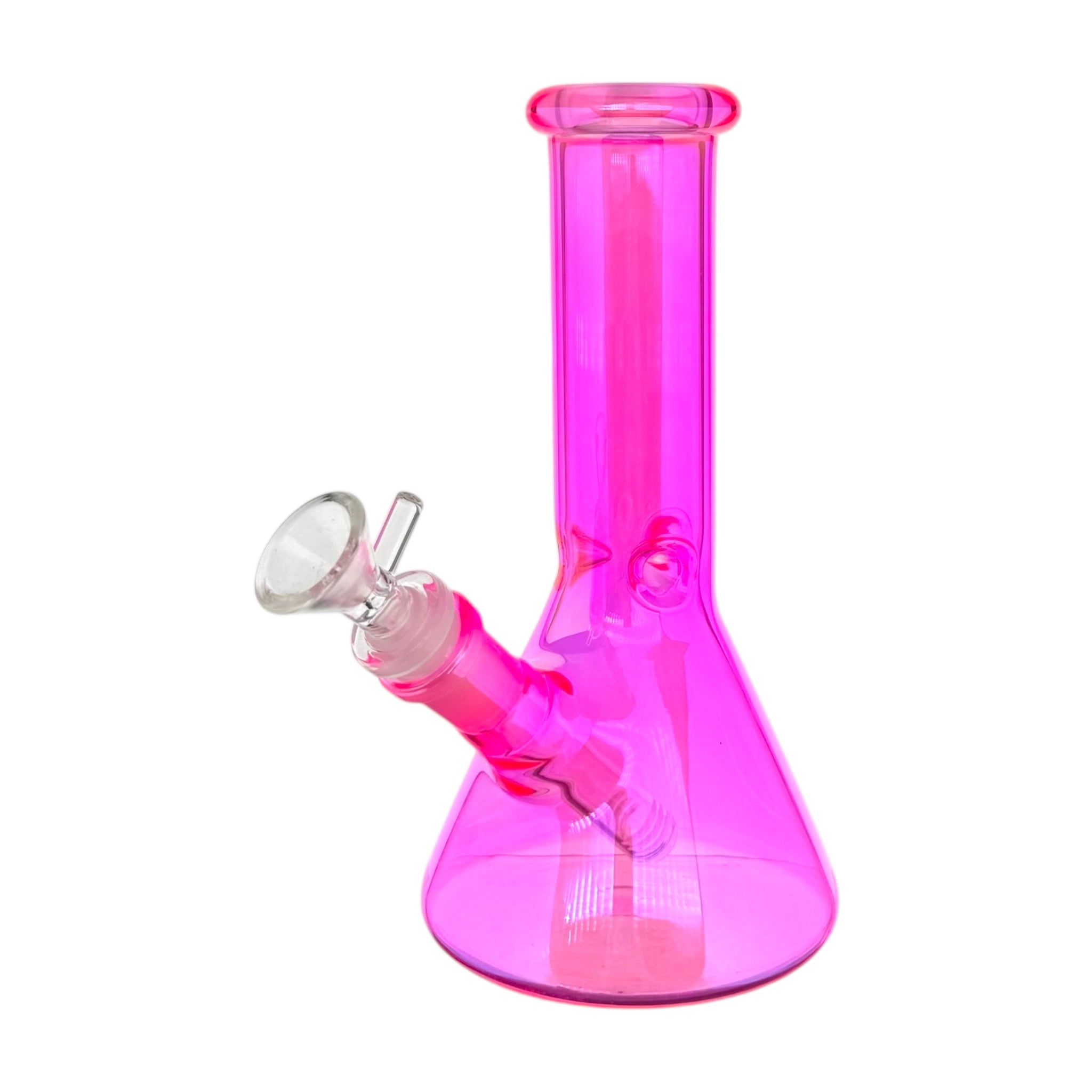 8 Inch Hot Pink Small Beaker Glass Bong