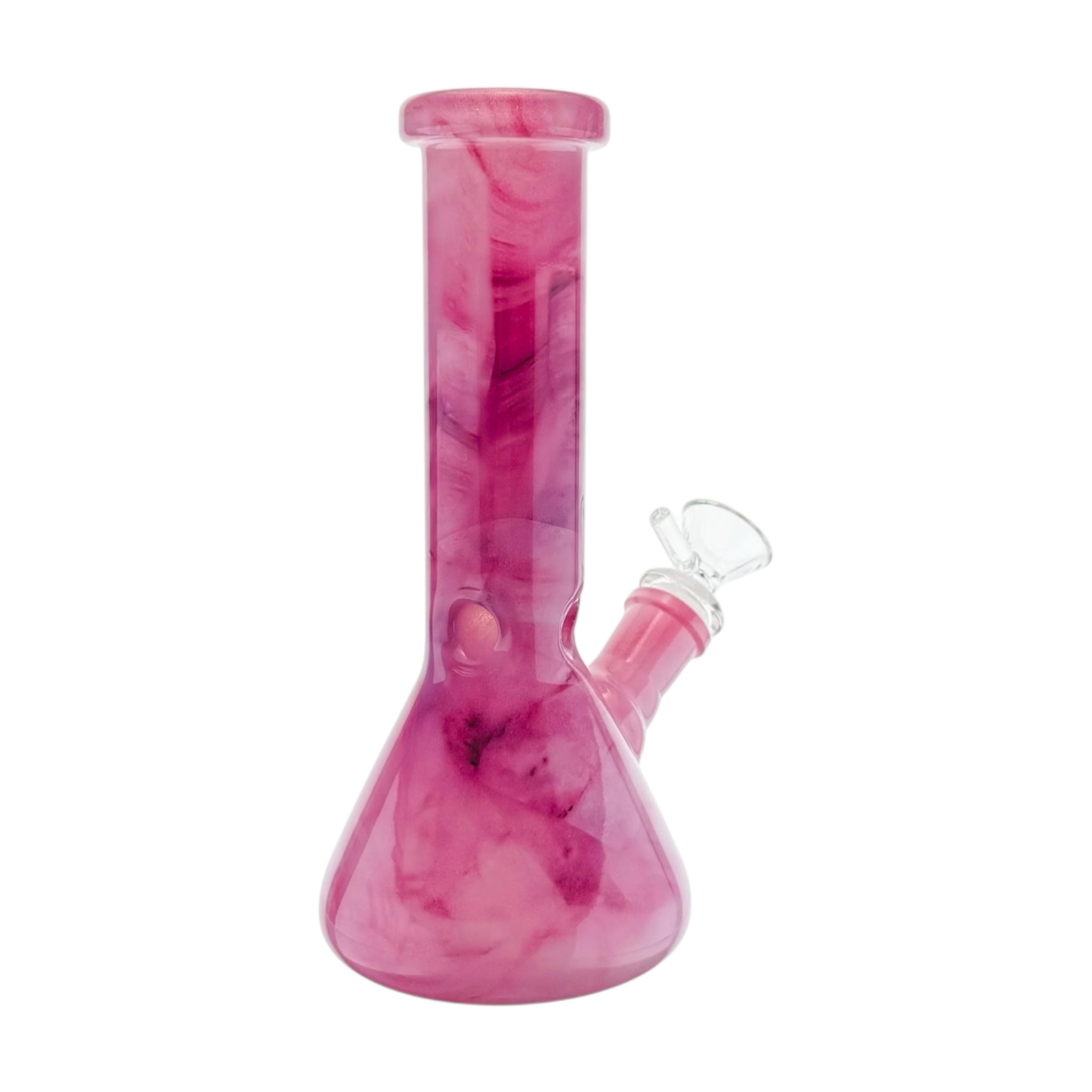 cute pink bong 8 inches tall with marbled design