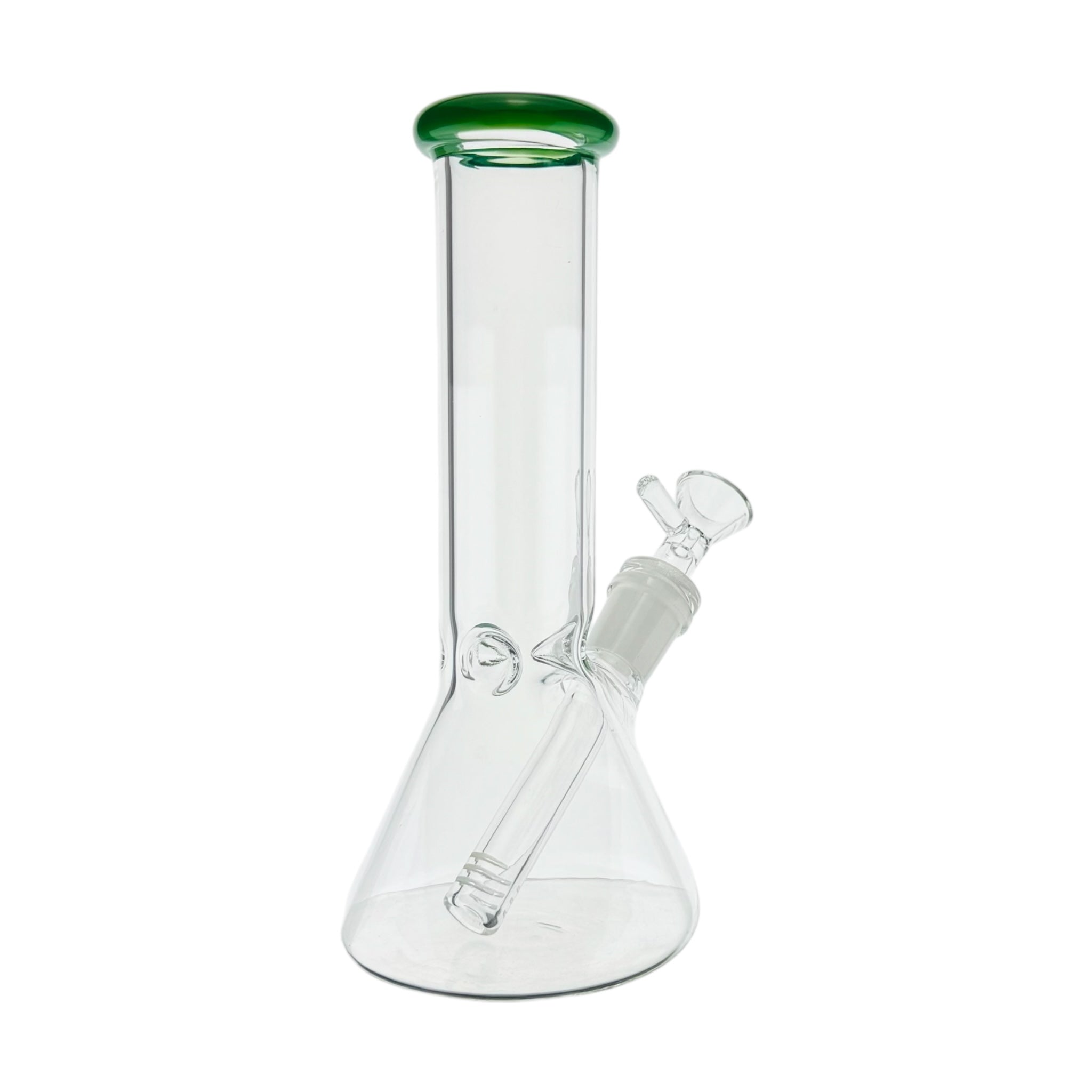 8 Inch Clear Beaker Bong With Jade Green Color Lip