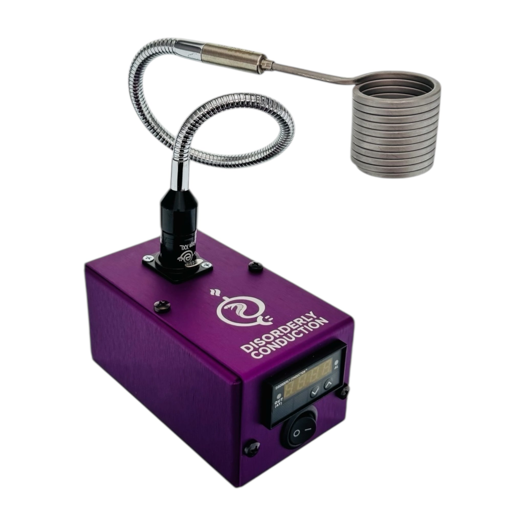 Disorderly Conduction Enail - DC Heat Station E-Nail Aluminum With V2 XXL Slurper Cobra Coil - Purple