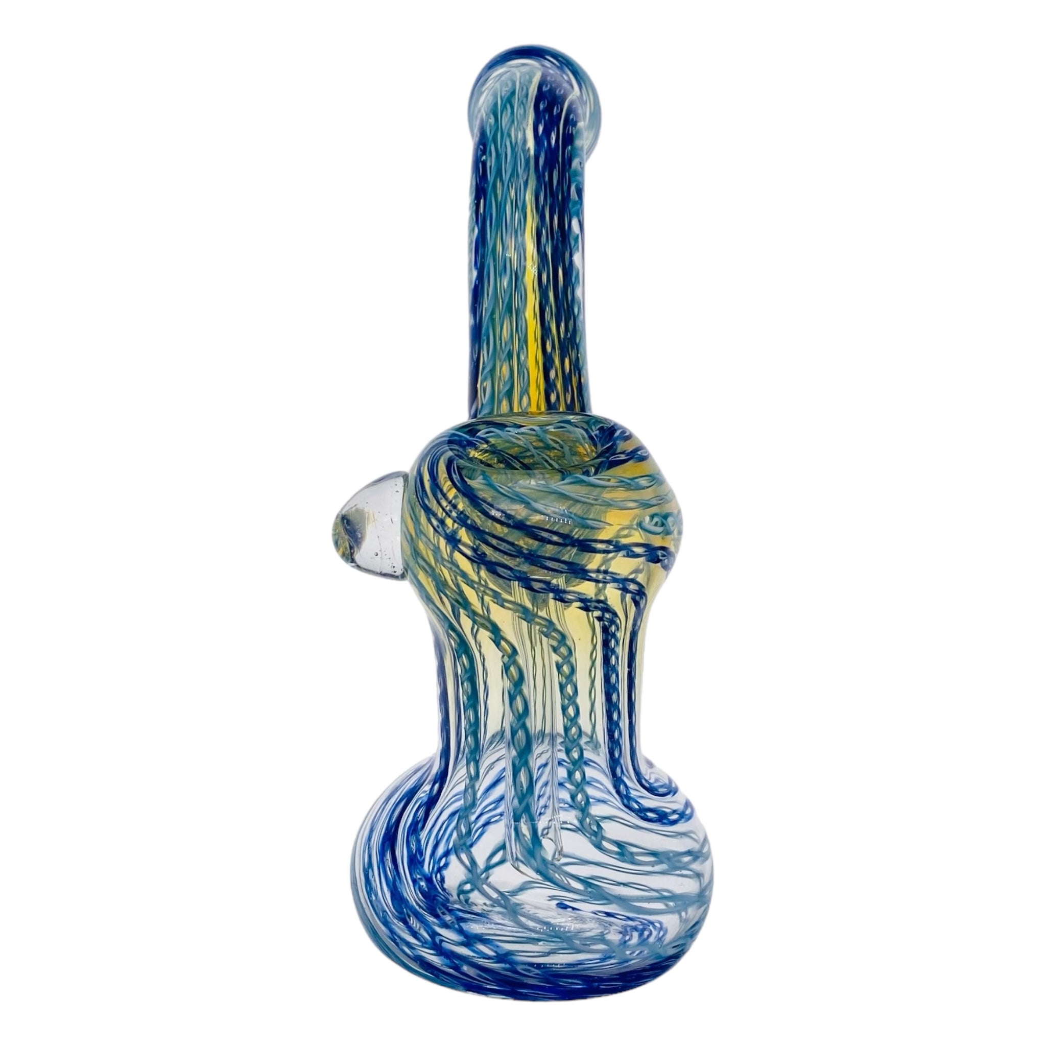 Blue And White Twisted Linework Stand Up Bubbler Water Pipe for weed