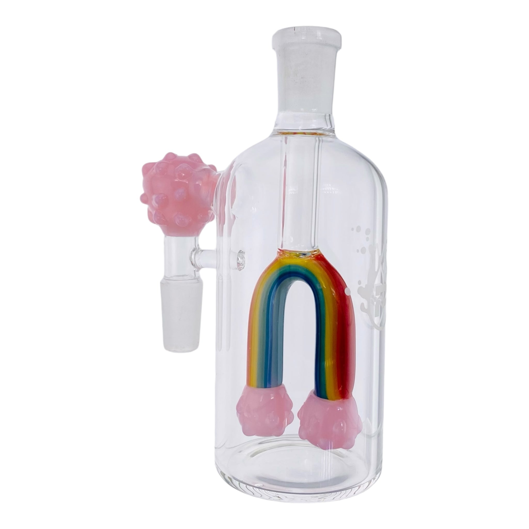 Pulsar Glass cute Pink Rainbow Clouds 14mm Ash Cathcer for weed bongs With 45 Degree Joint