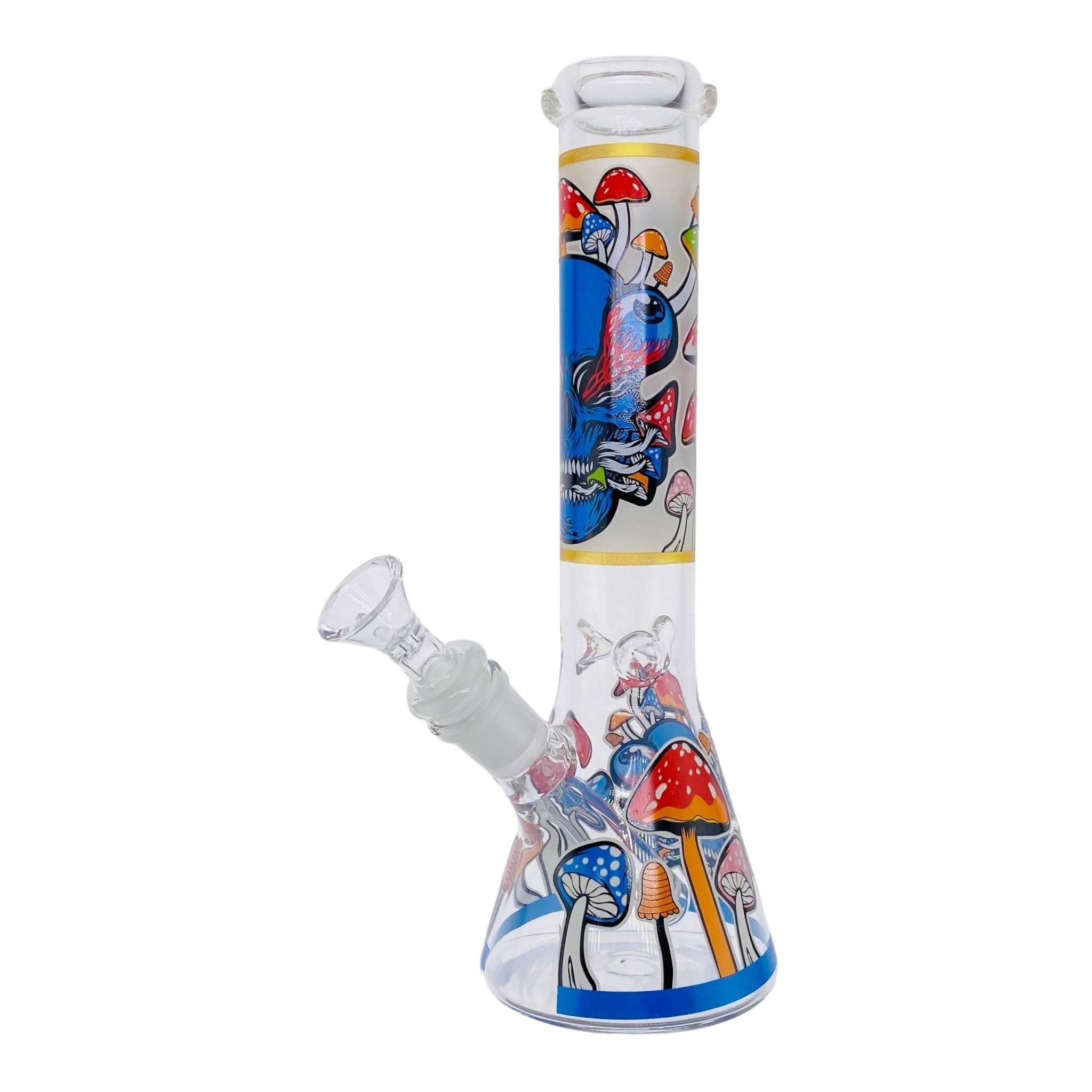 Mushroom And Skull Beaker Bong 10 Inches
