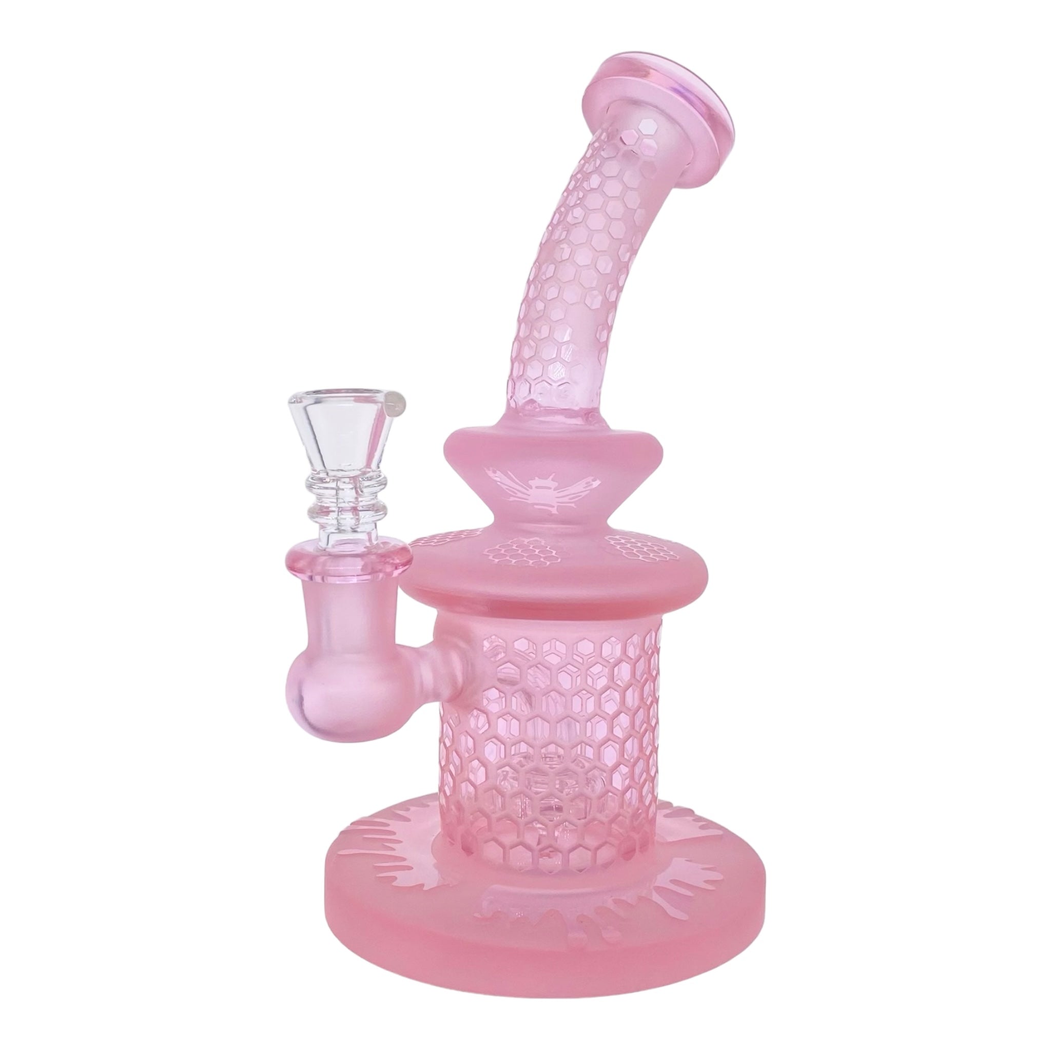 cute and girly Pink Bubbler Bong With Sandblasted Honeycomb for sale