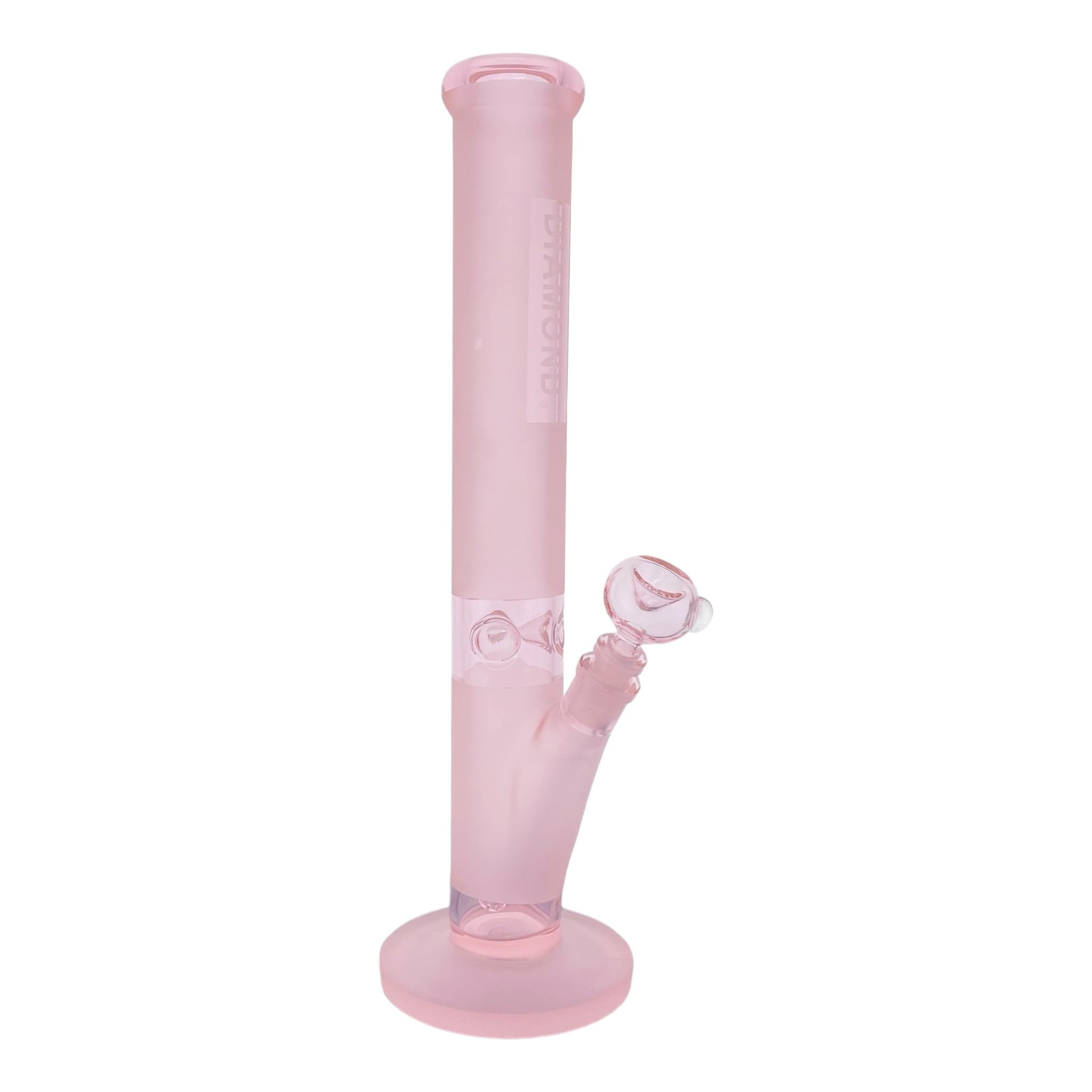 Diamond Glass Pink Straight Tube Bong 16 Inches