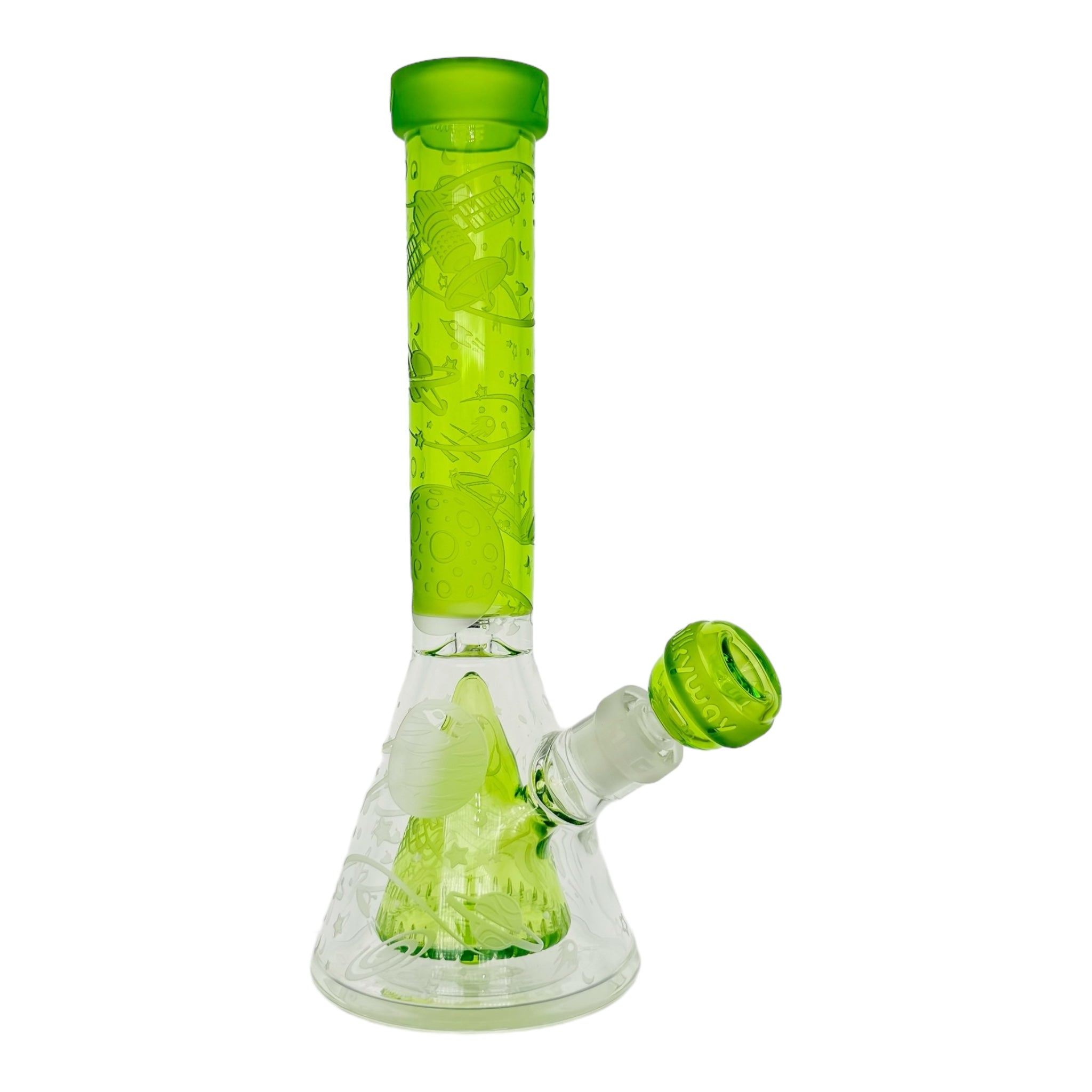 Milkyway Glass - Space Odyssey In 3D 11″ Beaker Bong With Collins Perc Green