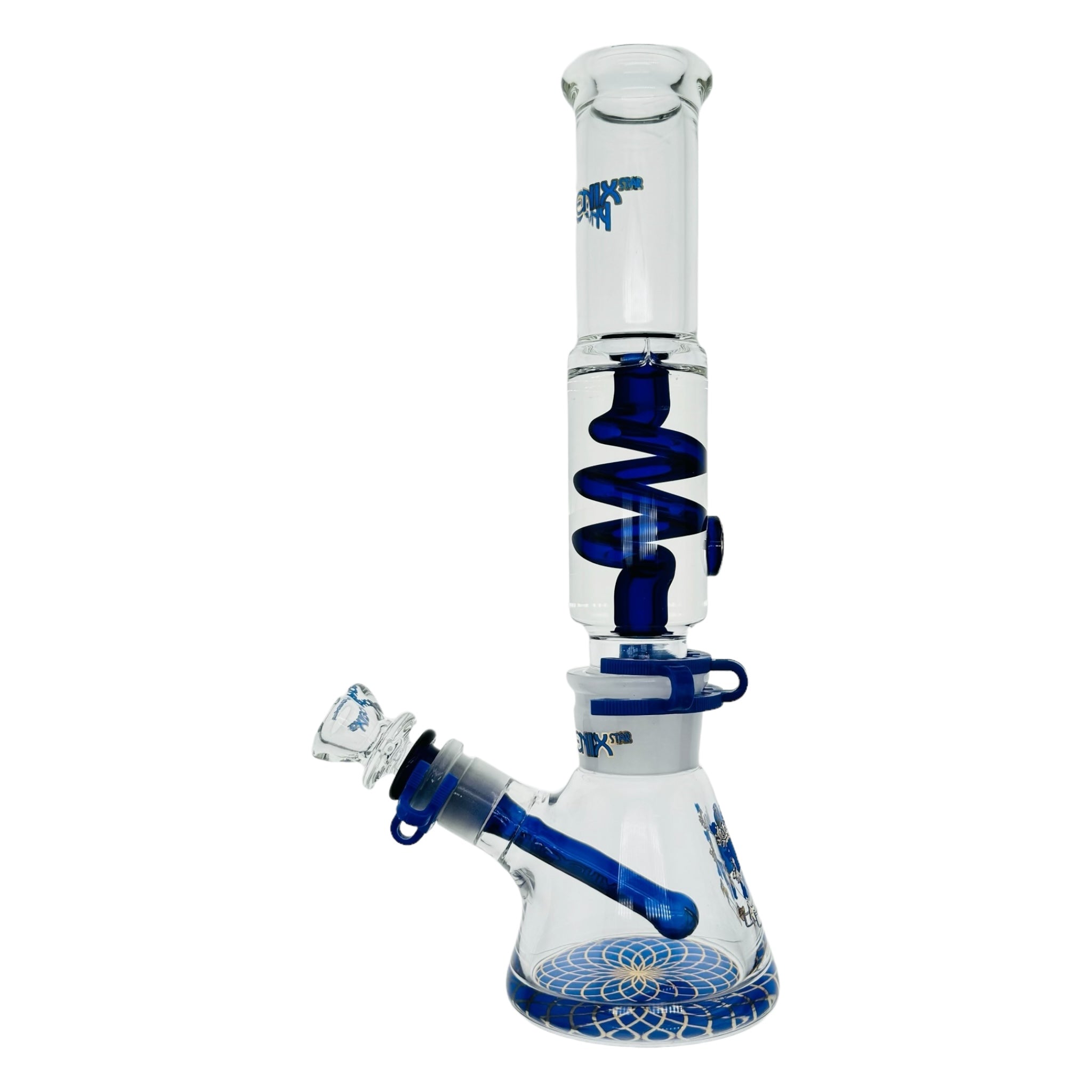 Phoenix Glass Blue Beaker Bong With Glycerin Coil