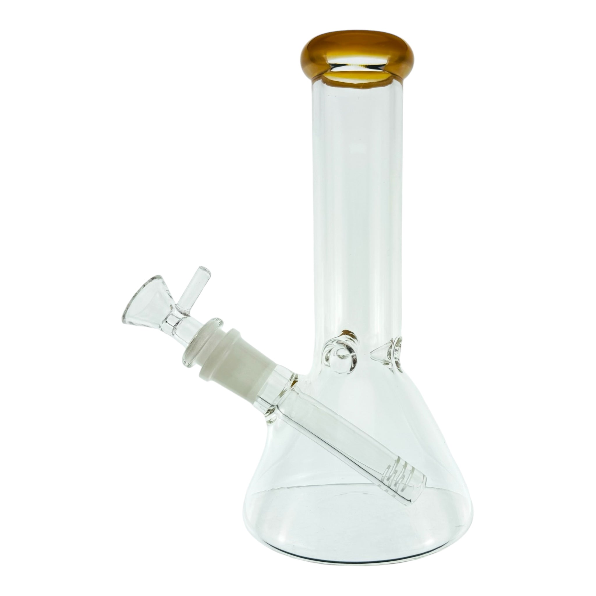 8 Inch Clear Beaker Bong With Sunburst Orange Color Lip