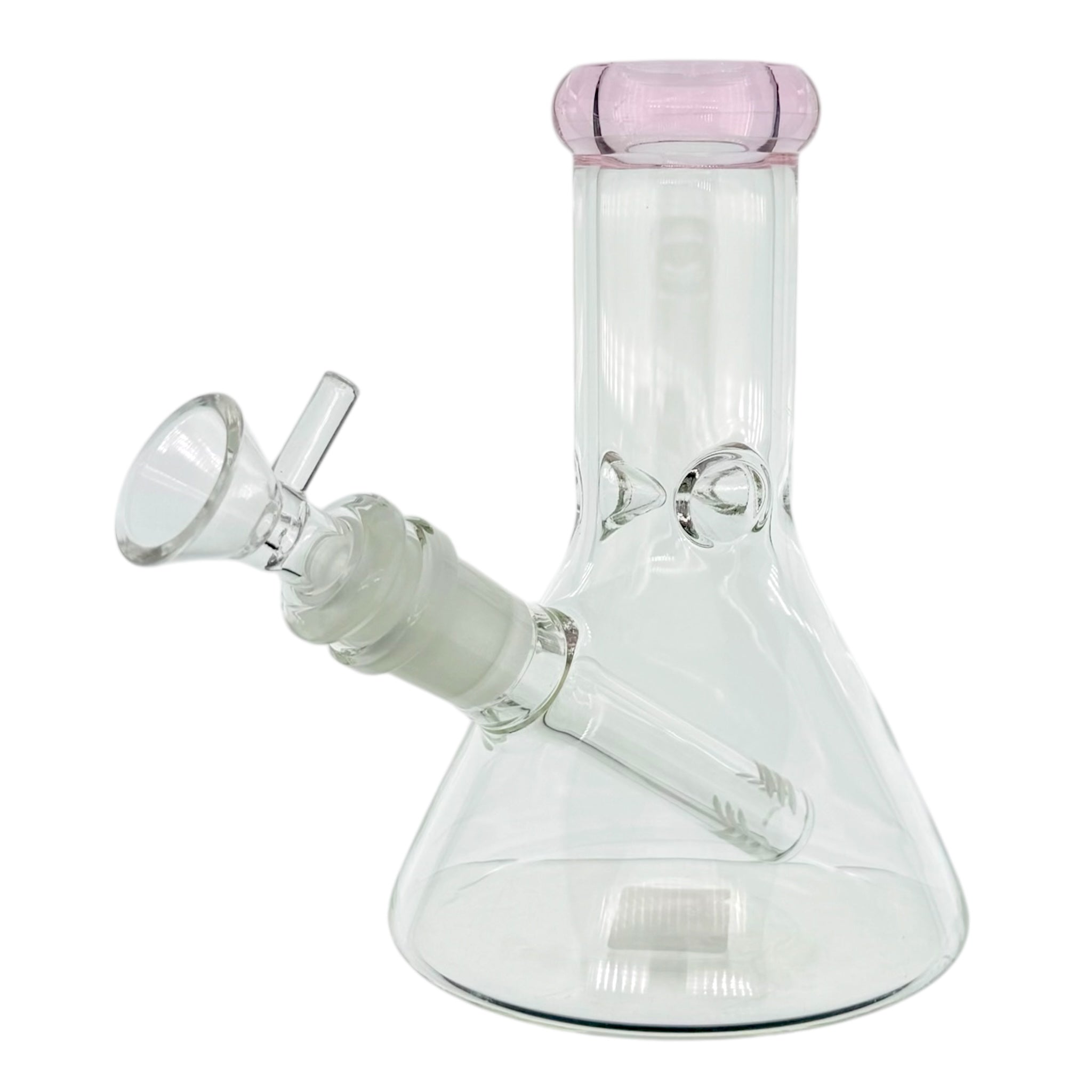 6 Inch tall mini bong with Clear glass Beaker Bong With Pink Color Lip