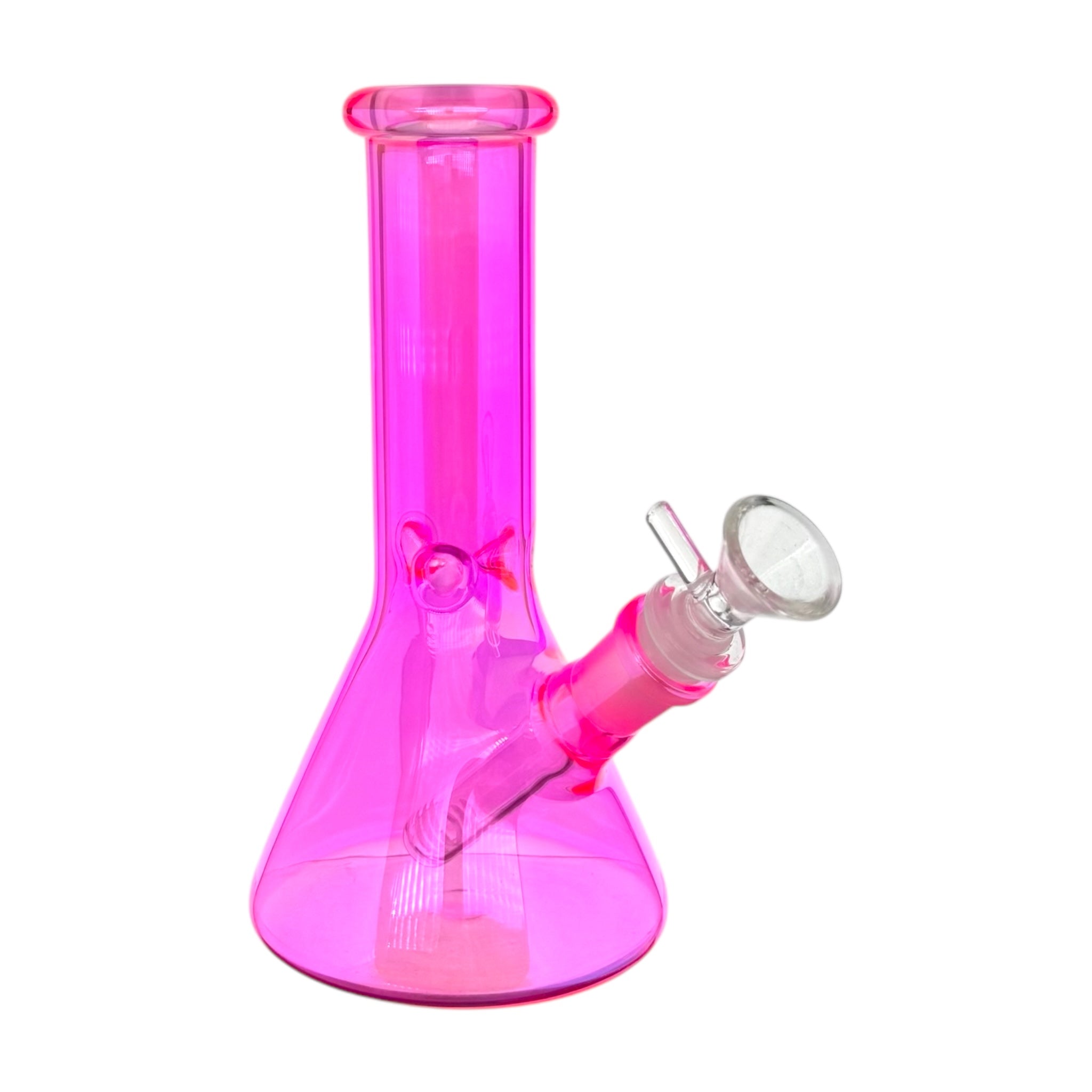 8 Inch Hot Pink Small Beaker Glass Bong