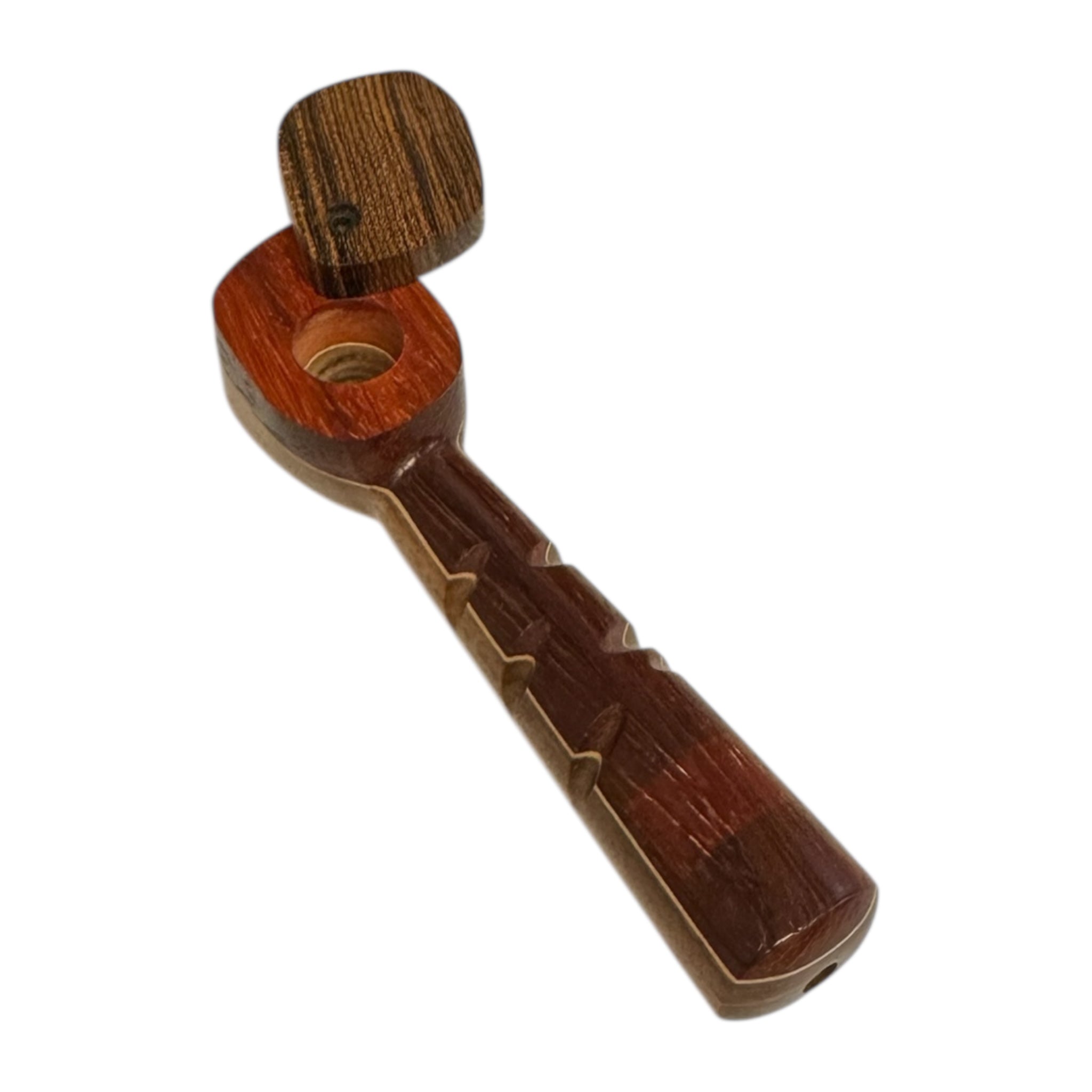 Wood Hand Pipe - 4.75 Inch Long Stem Wood Pipe With Swivel Lid