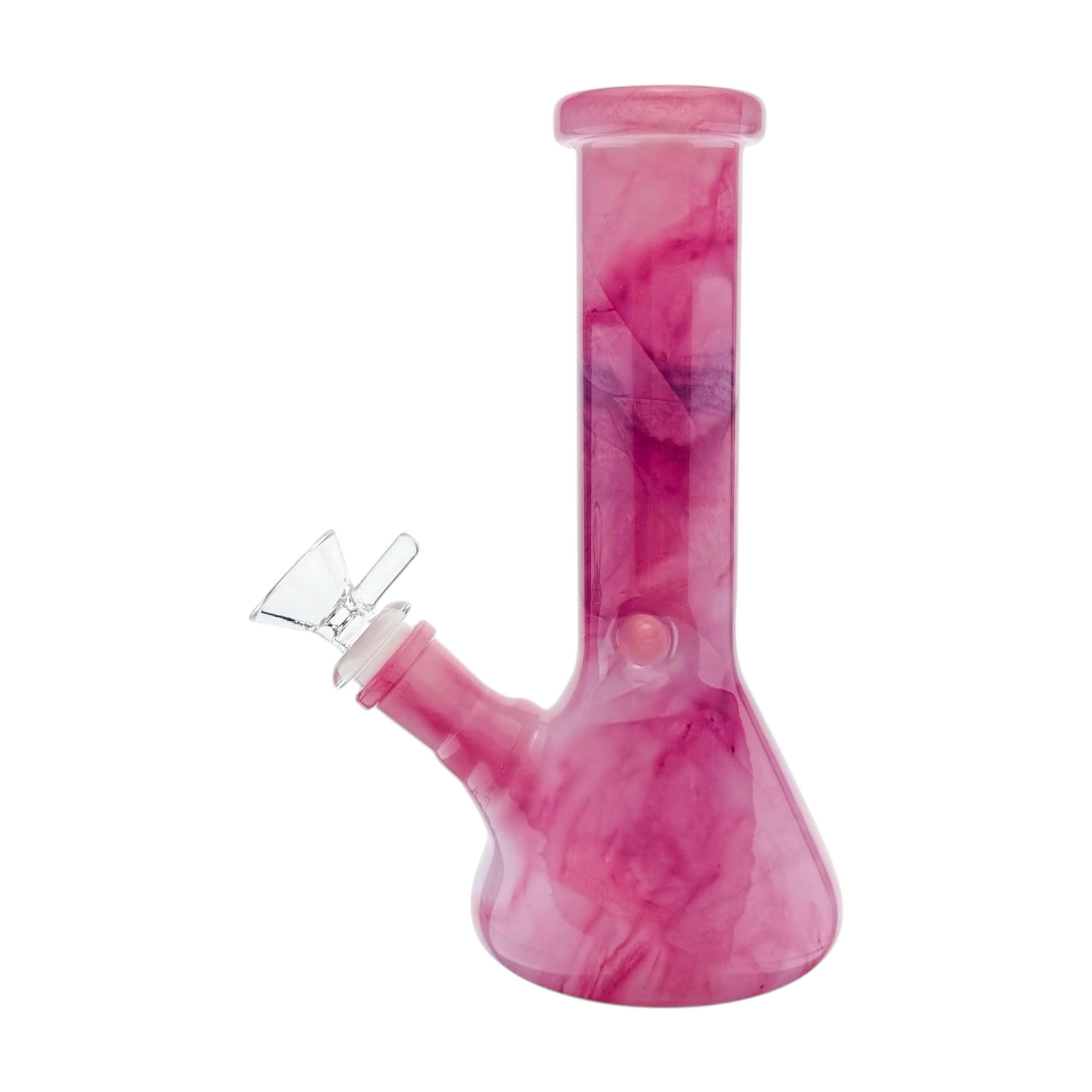 cute pink bong 8 inches tall with marbled design
