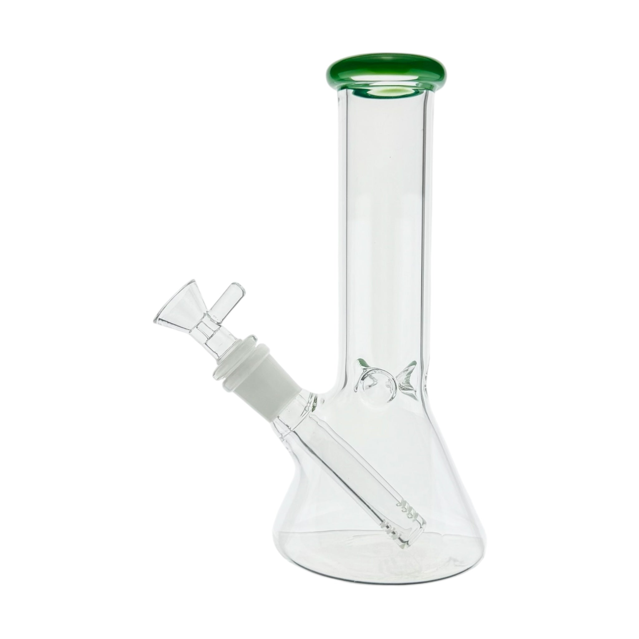 8 Inch Clear Beaker Bong With Jade Green Color Lip