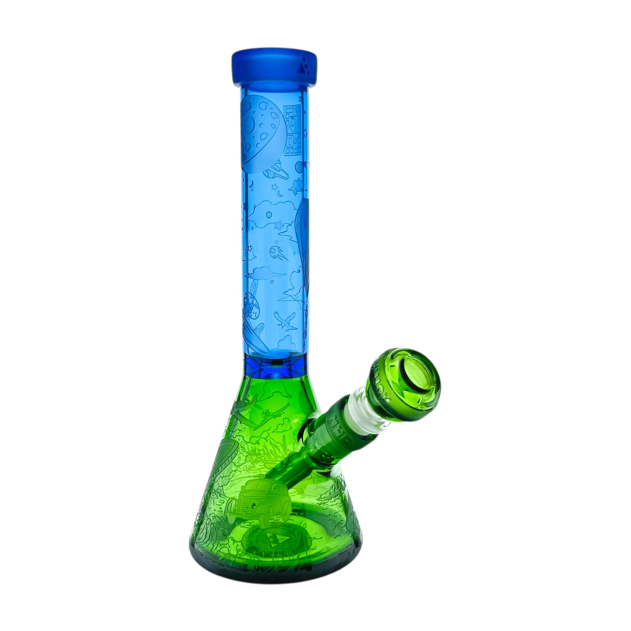 Milkyway Glass Roswell 1947 10.5″ Beaker Bong Blue And Green