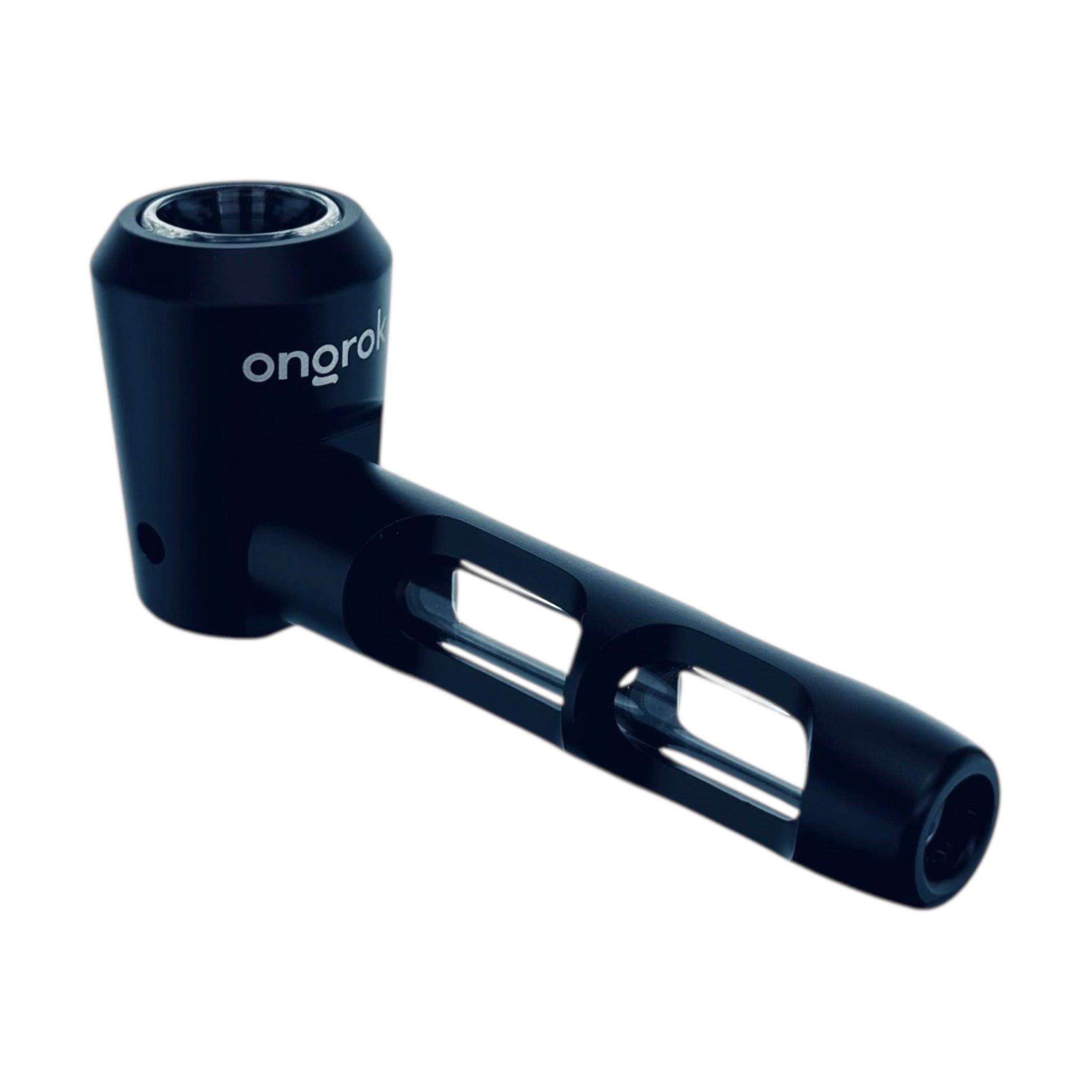 Black metal bracket with branding on a white background