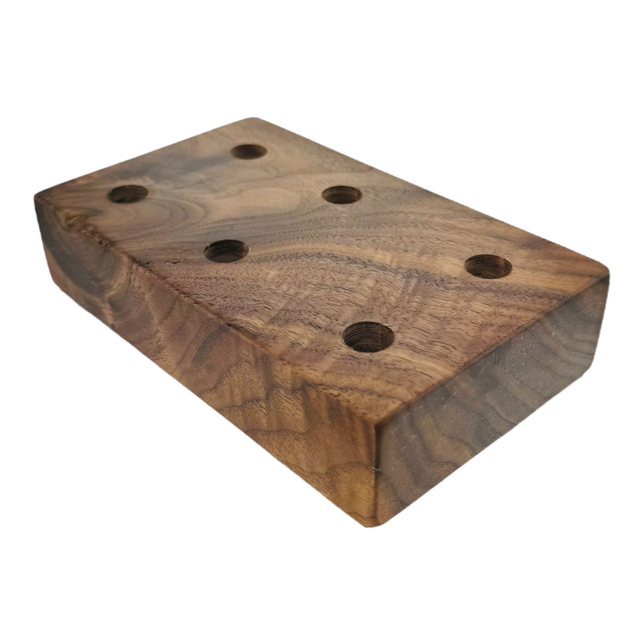 6 Hole Wood Display Stand Holder For 14mm Bong Bowl Pieces Or Quartz Bangers - Black Walnut Burl