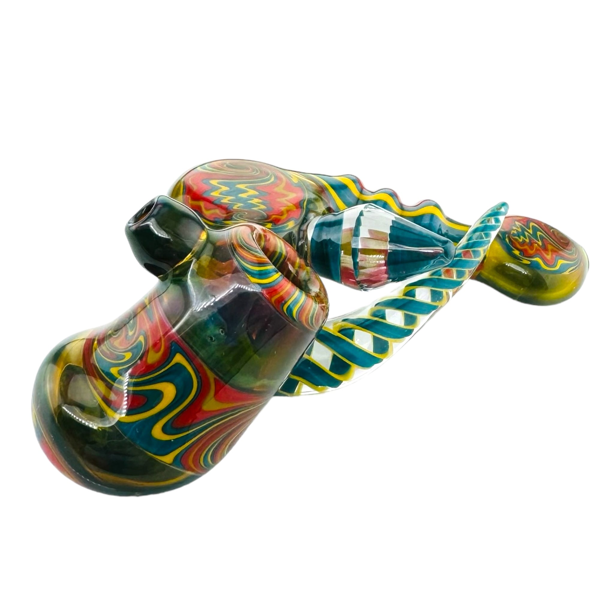 Drew Glass Heady Glass Laydown Wig Wag Linework Hand Pipe for sale