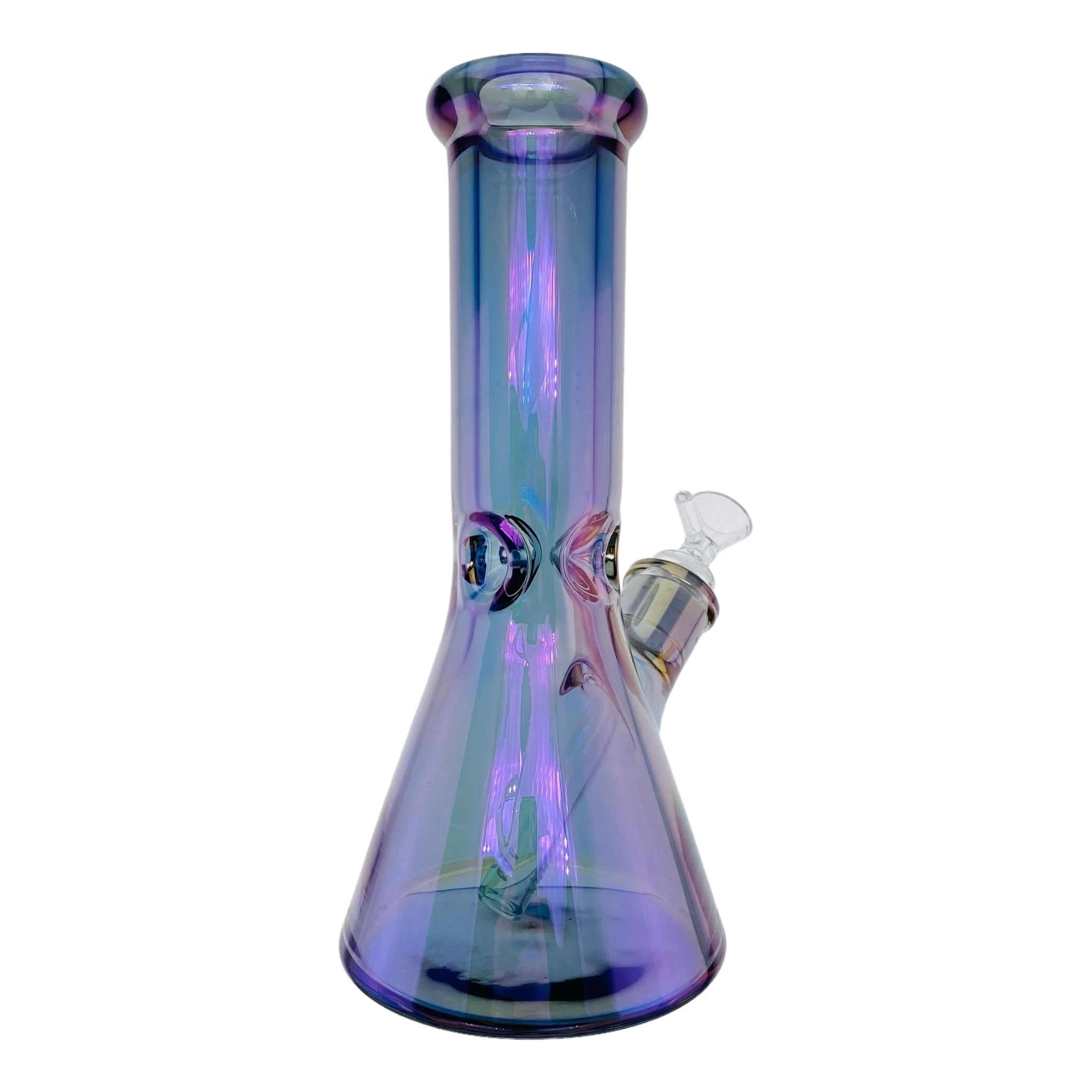 cute and girly purple glass bong with metallic rainbow finish 10 inches tall for sale free shipping