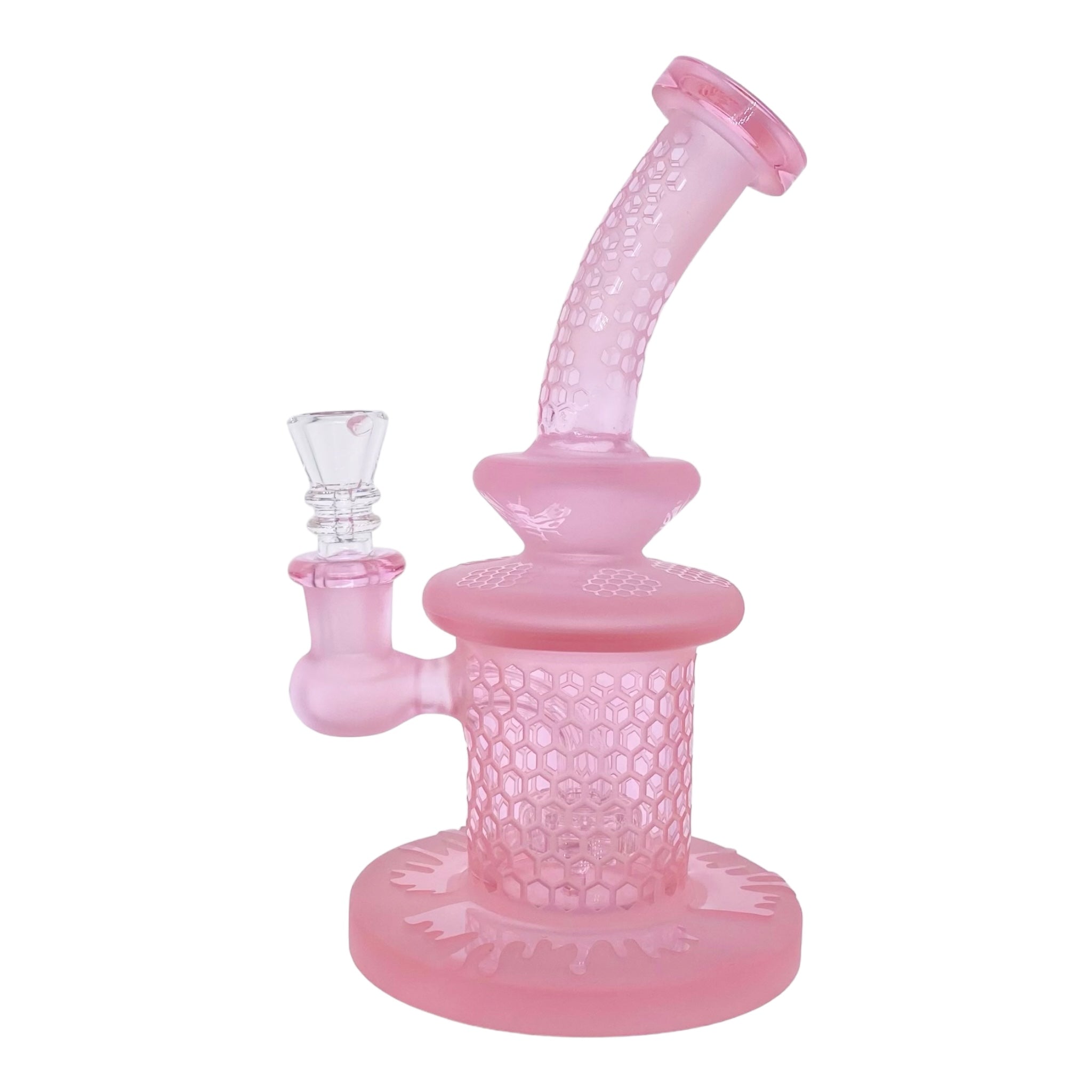 cute and girly Pink Bubbler Bong With Sandblasted Honeycomb for sale