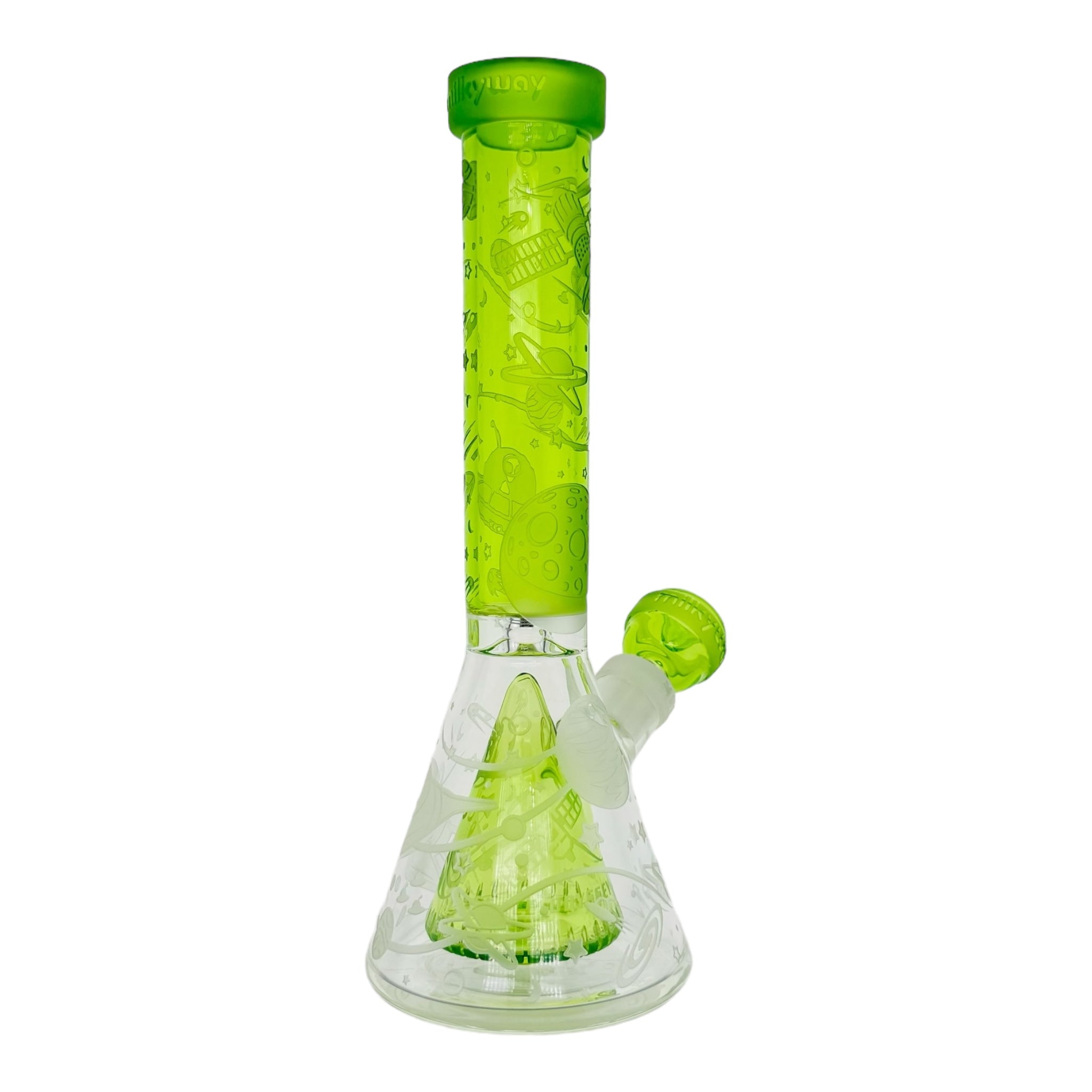 Milkyway Glass - Space Odyssey In 3D 11″ Beaker Bong With Collins Perc Green