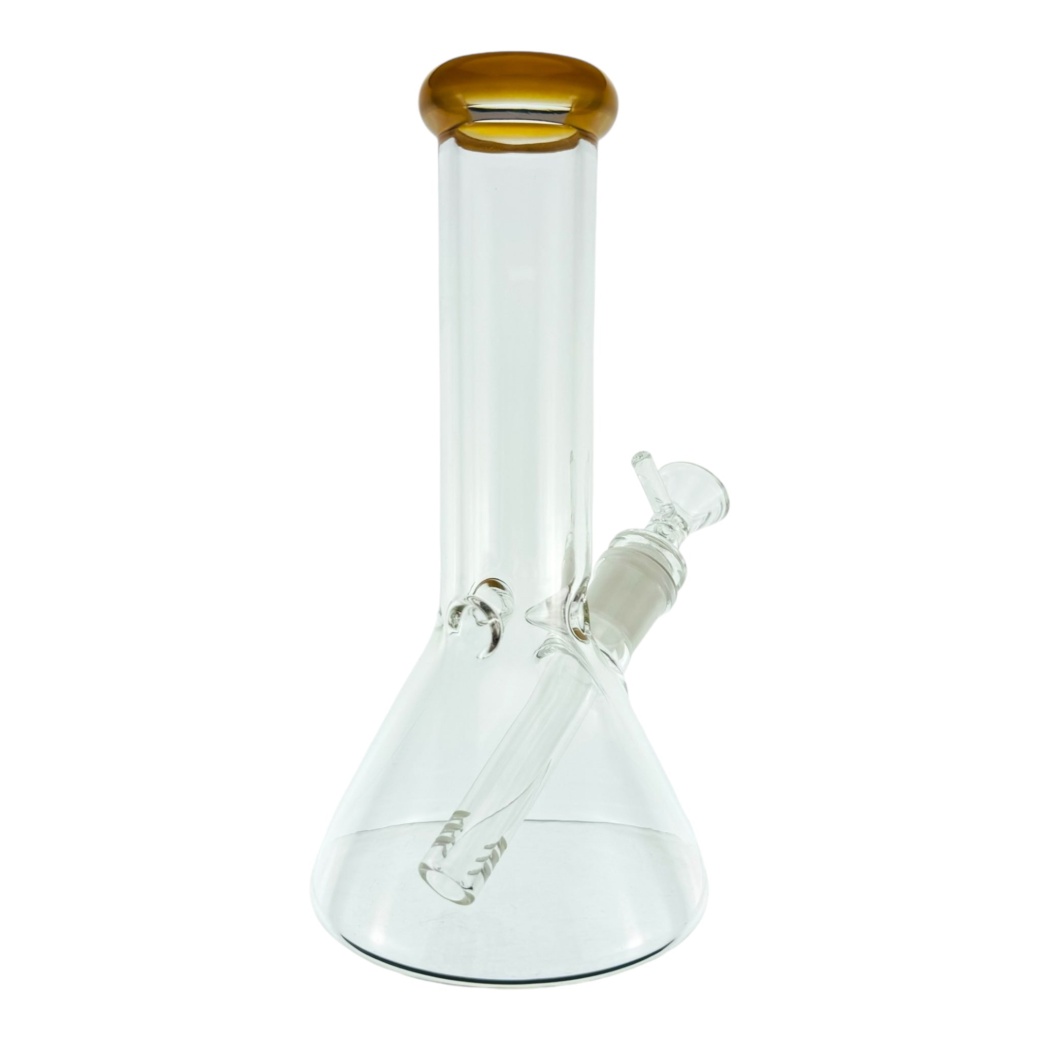 8 Inch Clear Beaker Bong With Sunburst Orange Color Lip